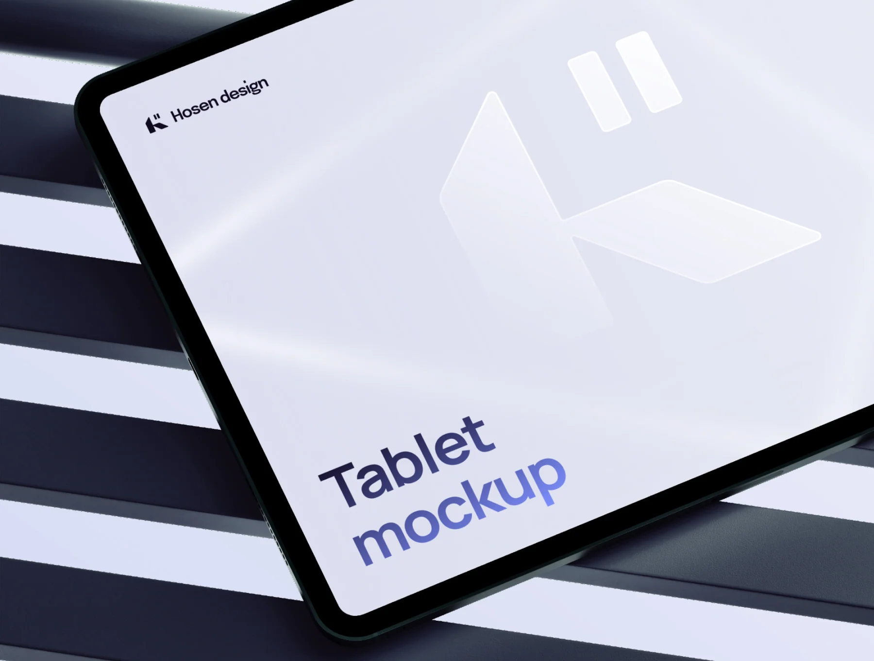 Tablet mockup — Scene with a metal chair 3