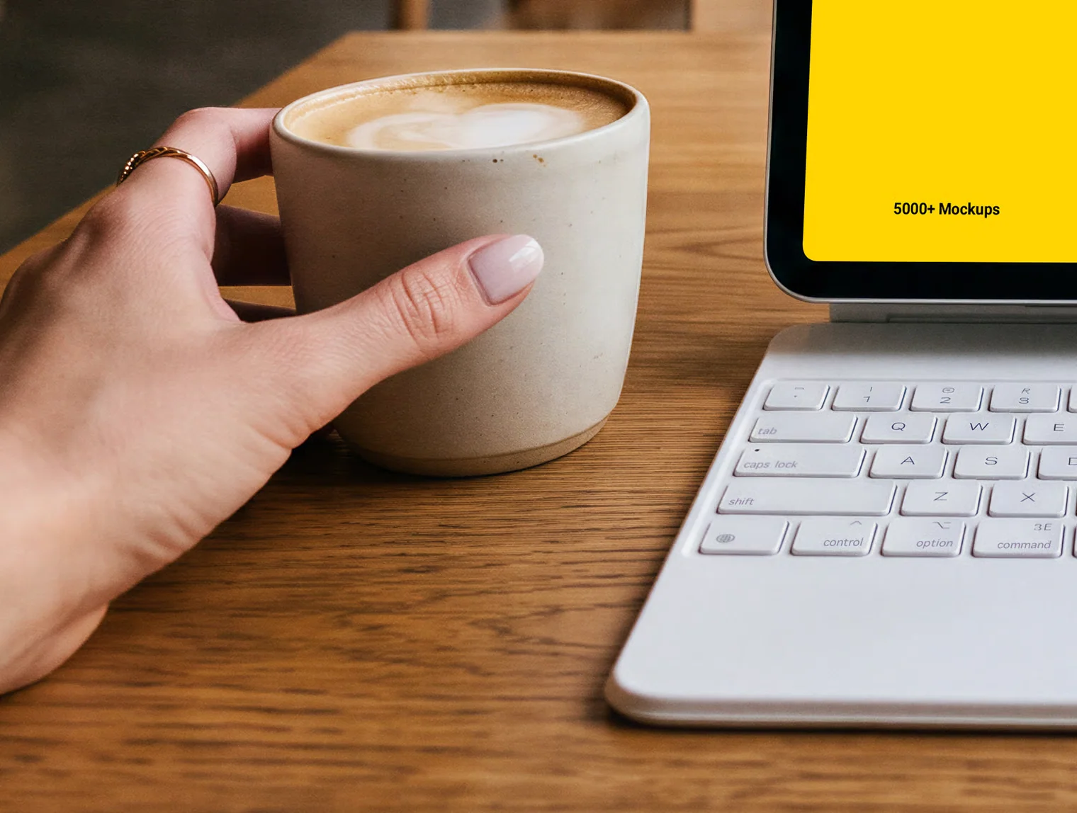 iPad Pro on Cafe Table Mockup 2