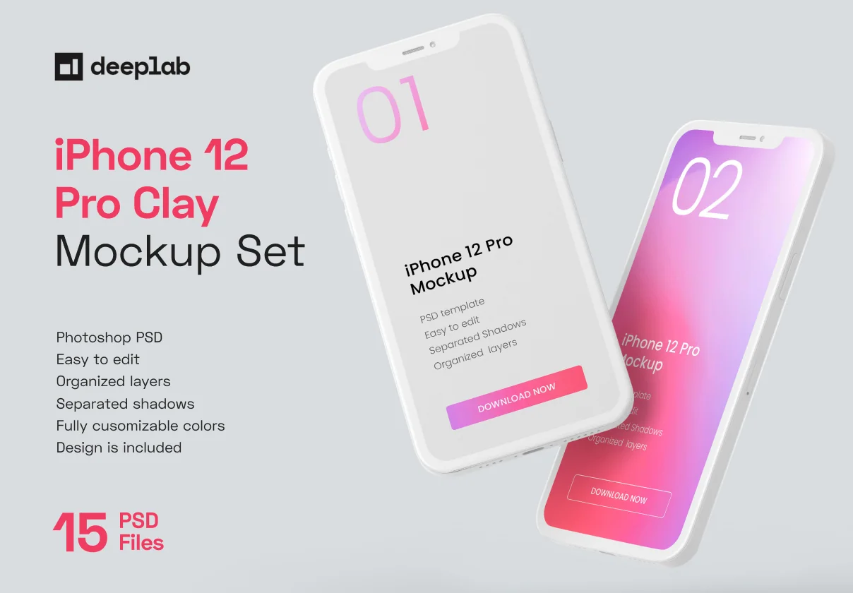 iPhone 12 Pro Clay Mockup Set