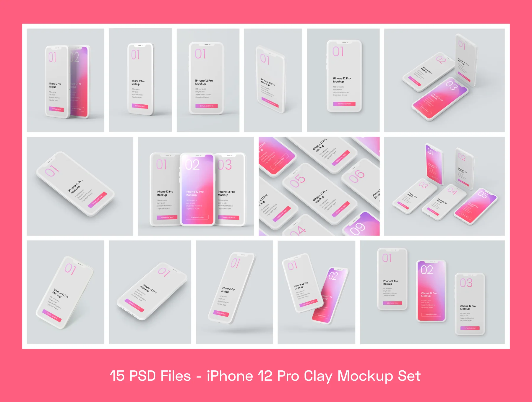 iPhone 12 Pro Clay Mockup Set