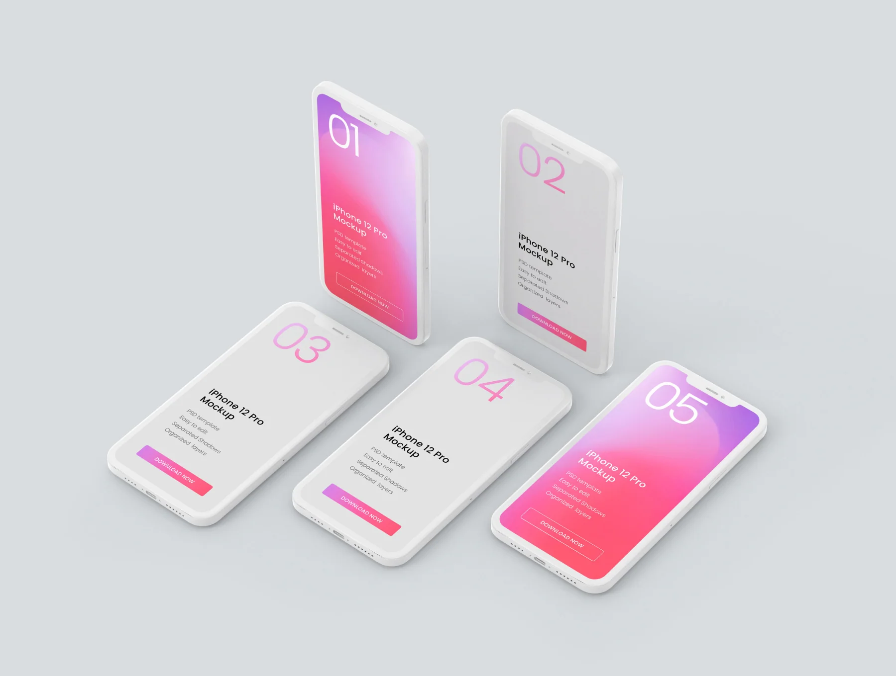 iPhone 12 Pro Clay Mockup Set 3