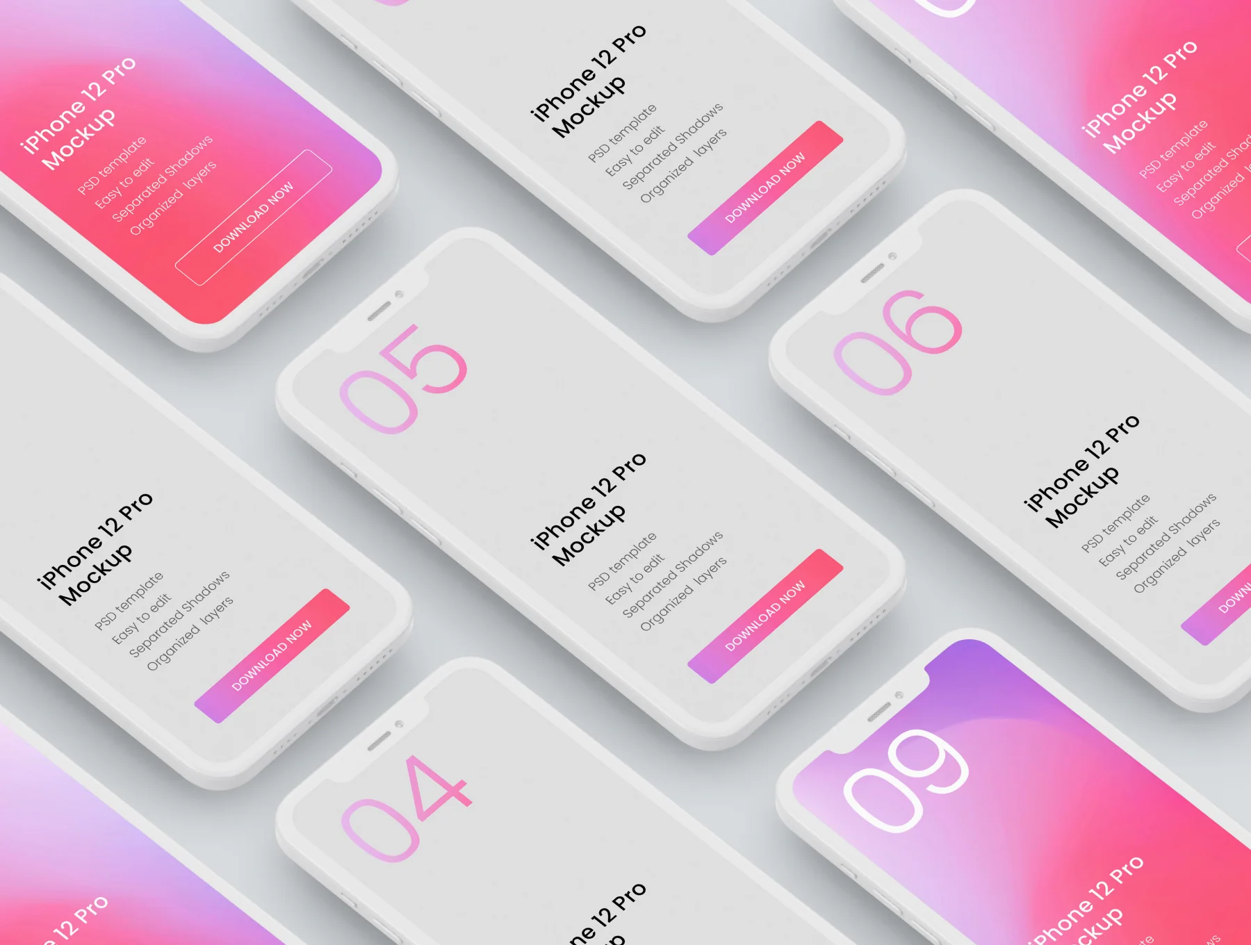 iPhone 12 Pro Clay Mockup Set 4