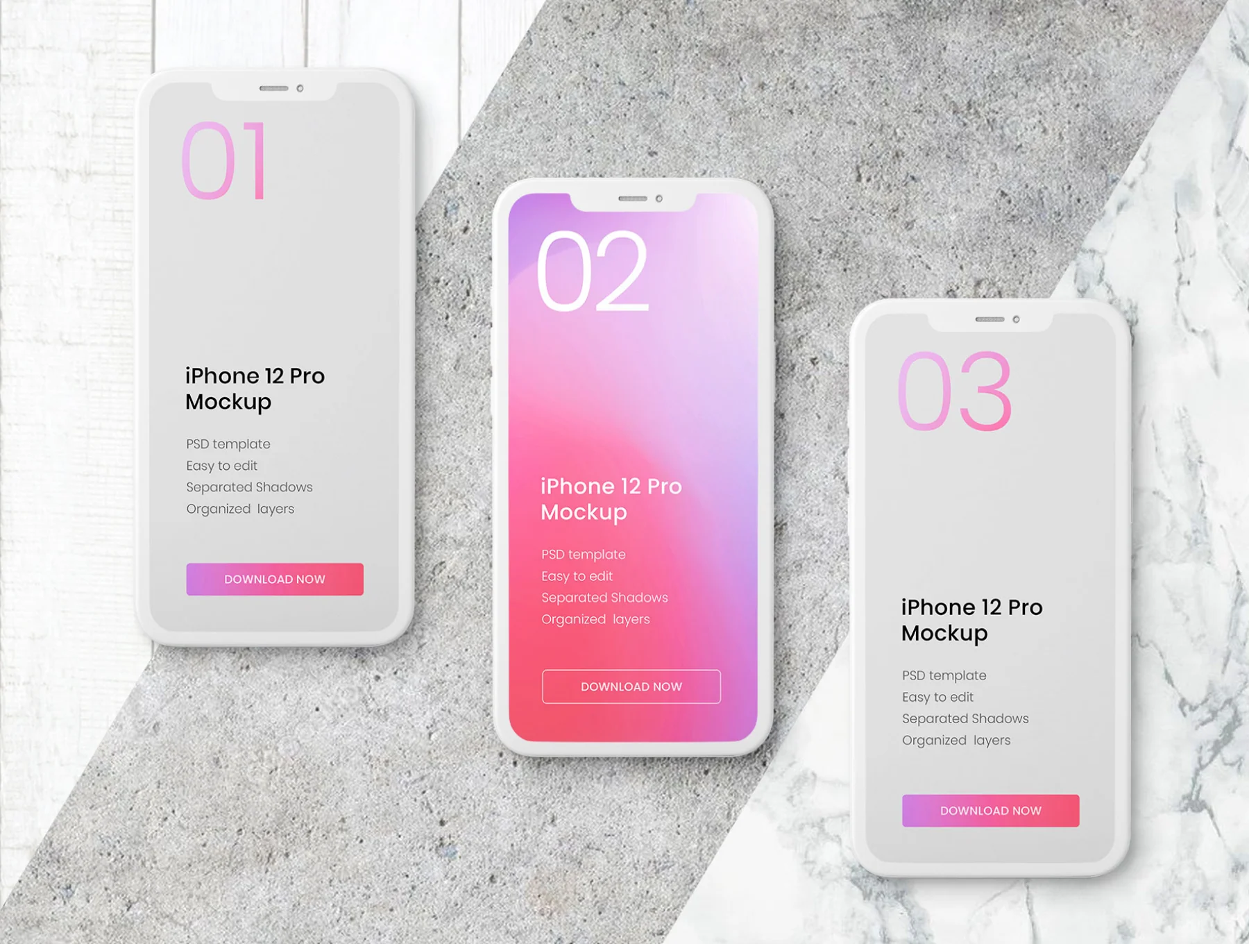iPhone 12 Pro Clay Mockup Set 5