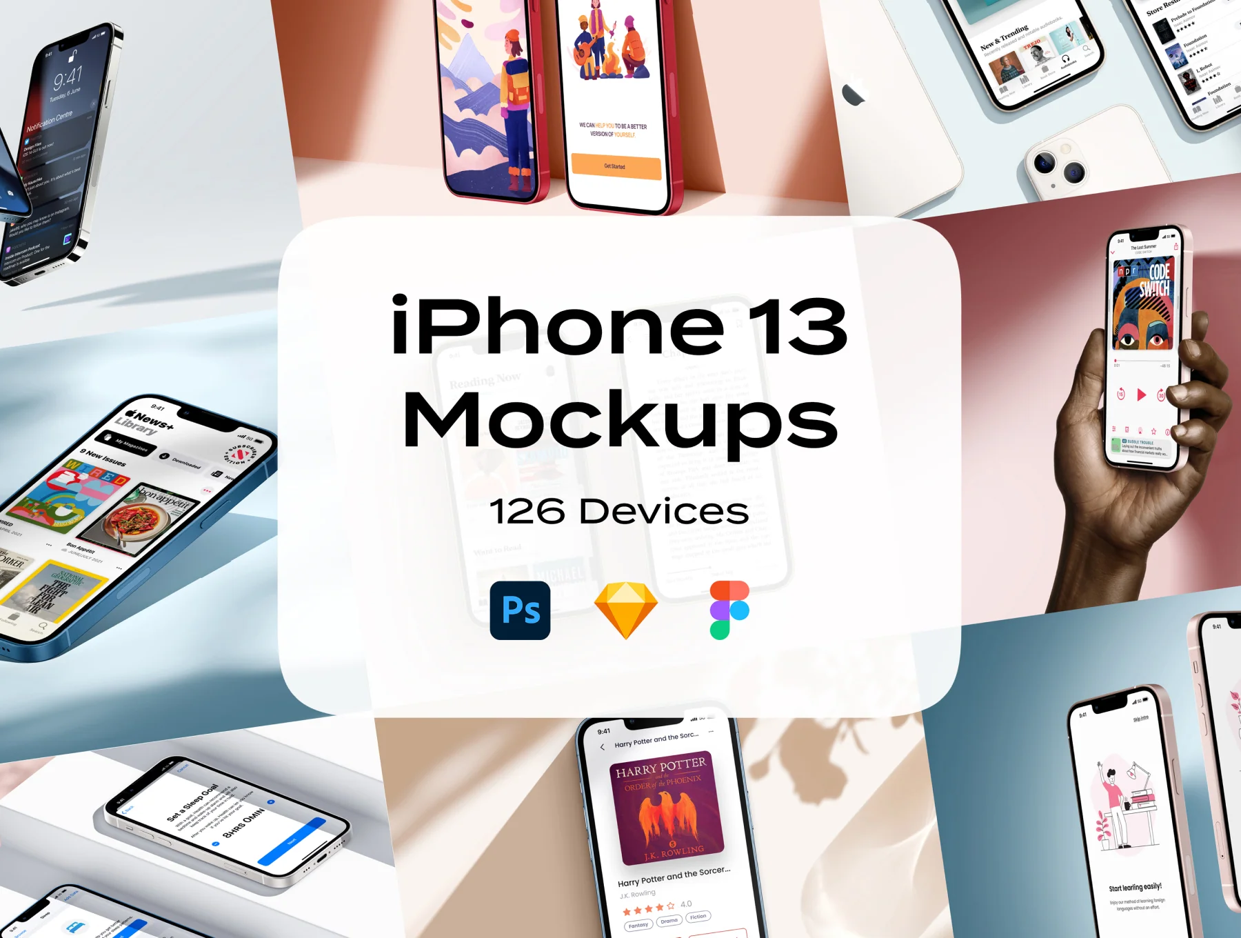 iPhone 13 mockups for figma & photoshop & sketch