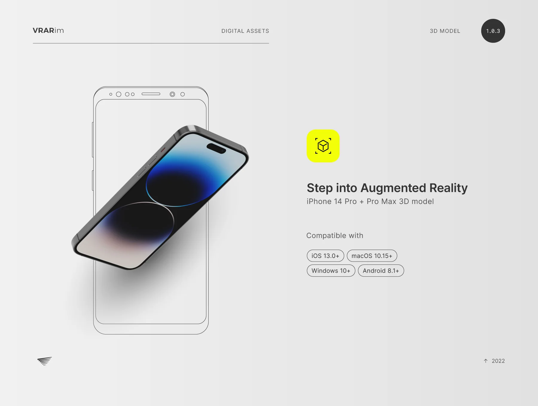 iPhone 14 Pro and Pro Max 3D model for Augmented Reality 2