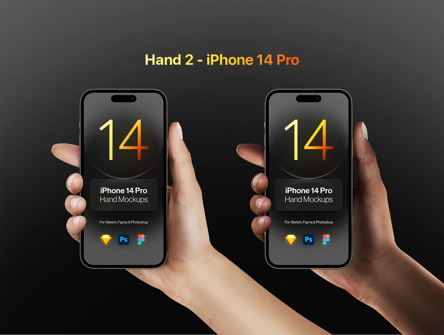iPhone 14 Pro & iPhone 14 - 2 Hands Mockups 5