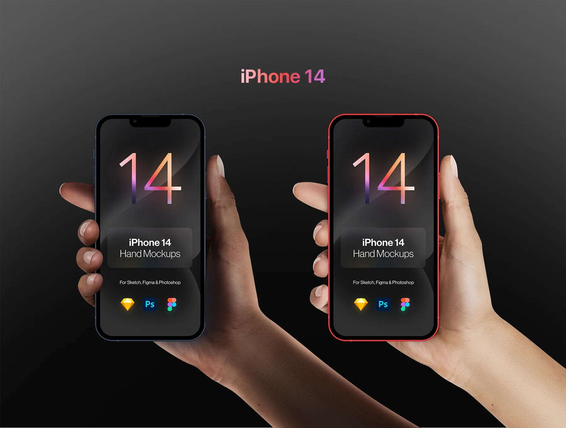 iPhone 14 Pro & iPhone 14 - 2 Hands Mockups 6