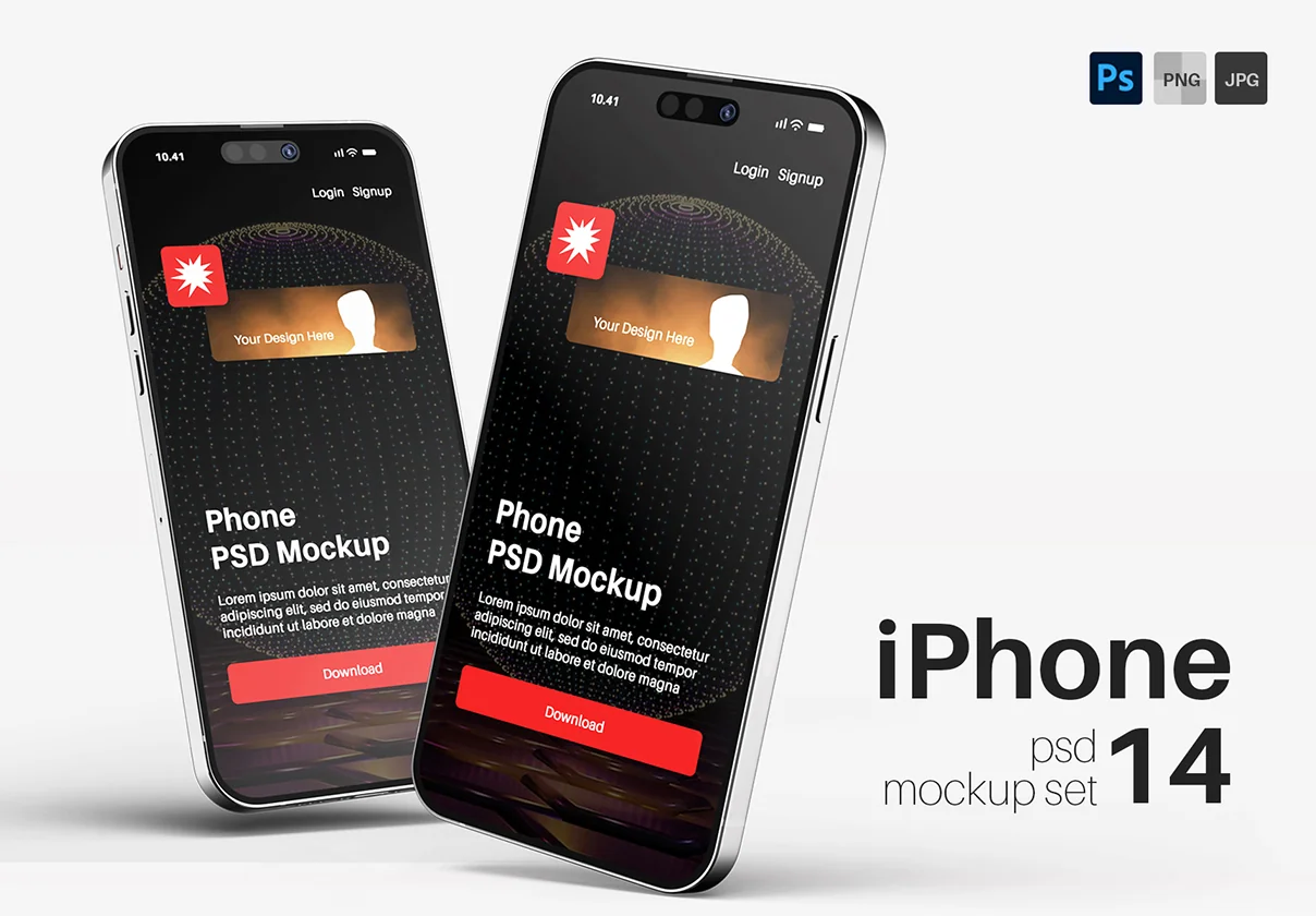 iPhone 14 Pro Max PSD Mockup Set