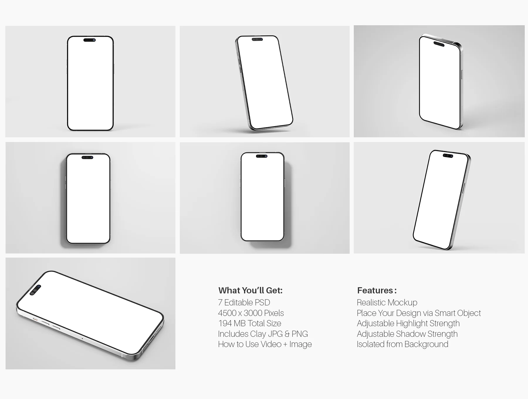 iPhone 14 Pro Max PSD Mockup Set 2