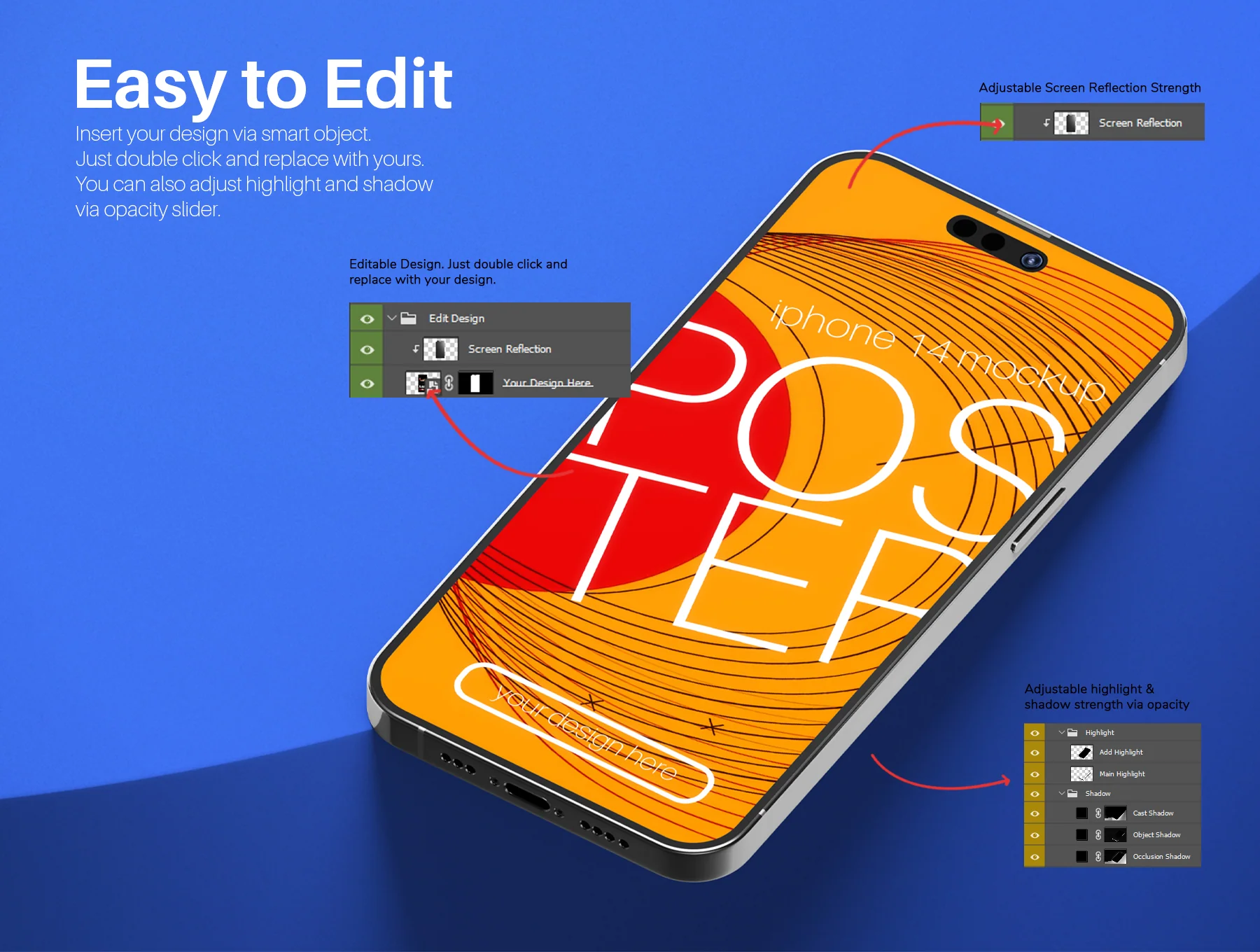 iPhone 14 Screen PSD Mockup Pack - Minimal Modern Scene 3
