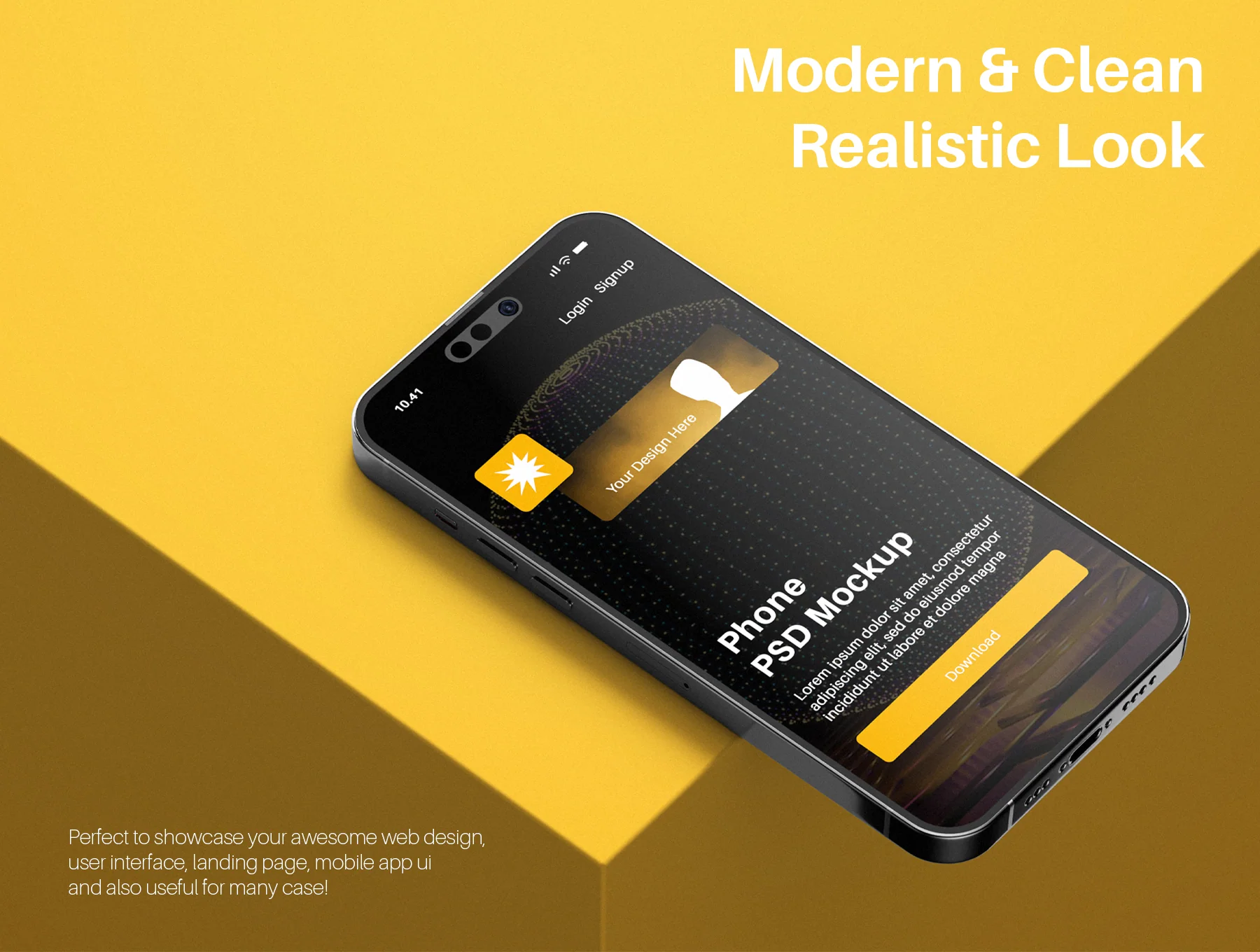 iPhone 14 Screen PSD Mockup Pack - Minimal Modern Scene 4