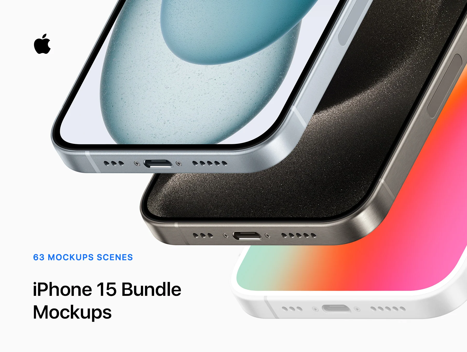 iPhone 15 Bundle - 63 Mockups Scenes