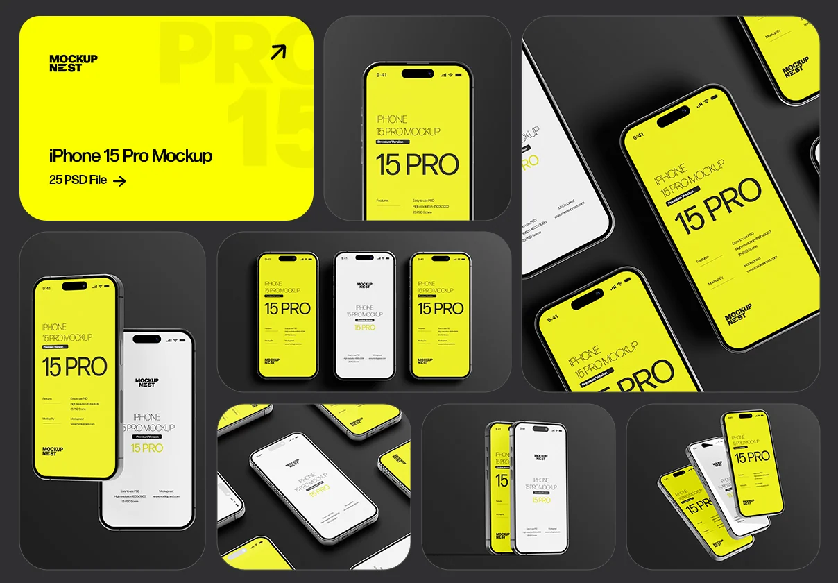 iPhone 15 Pro Mockup Set