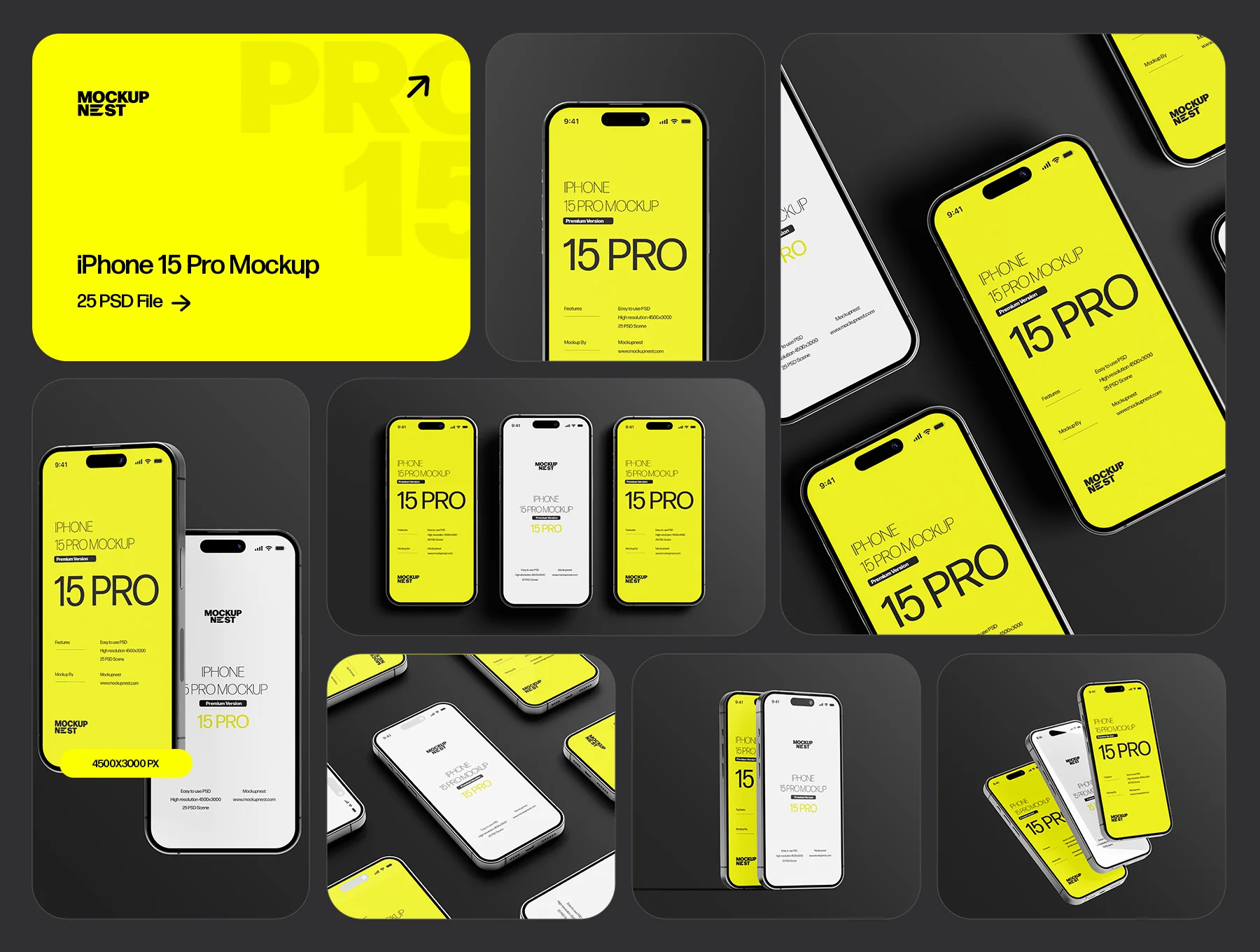 iPhone 15 Pro Mockup Set