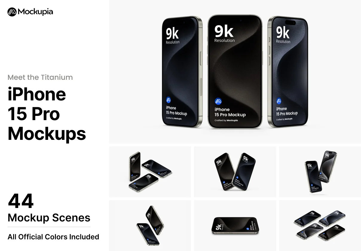 iPhone 15 Pro Mockup - 44 Mockup Scenes