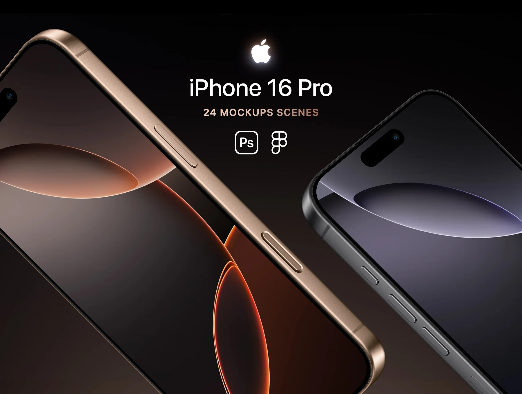 iPhone 16 Pro - 24 Mockups Scenes
