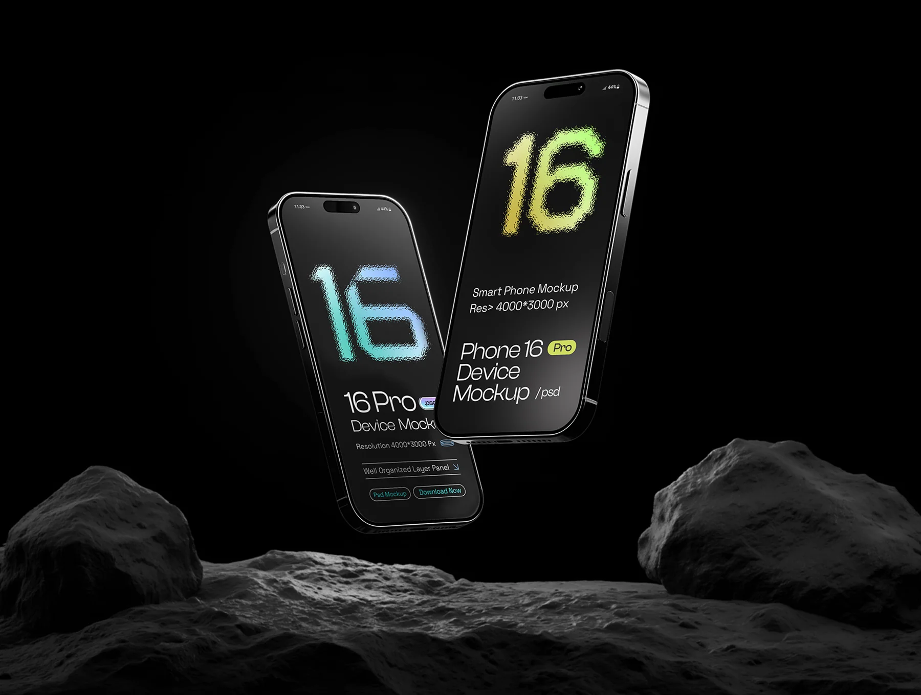 iPhone 16 Pro Mockup Set - 15 Dark Scene 2