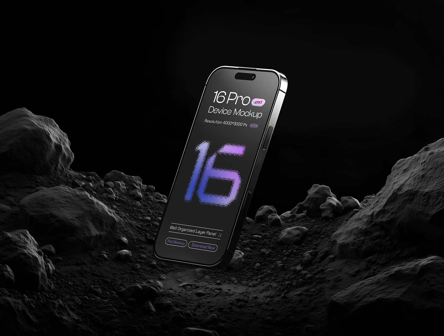 iPhone 16 Pro Mockup Set - 15 Dark Scene 5