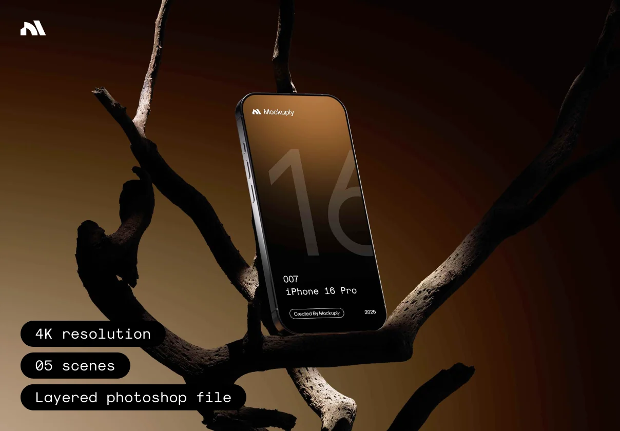 iPhone 16 Pro - Wood Mockup