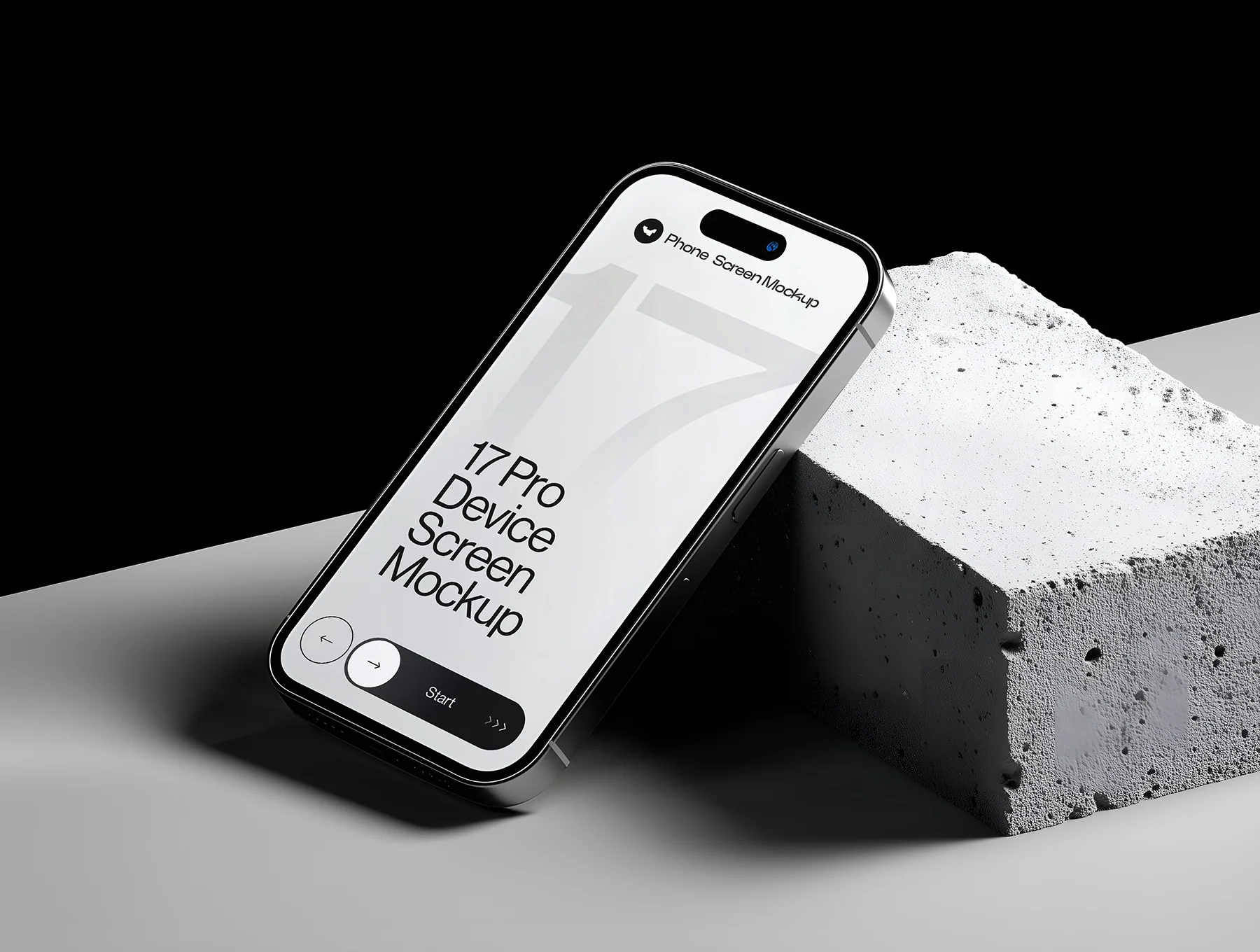 iPhone 17 Pro Device Screen Mockup on Concrete Blocks Set - 09 Mockup Scene 2