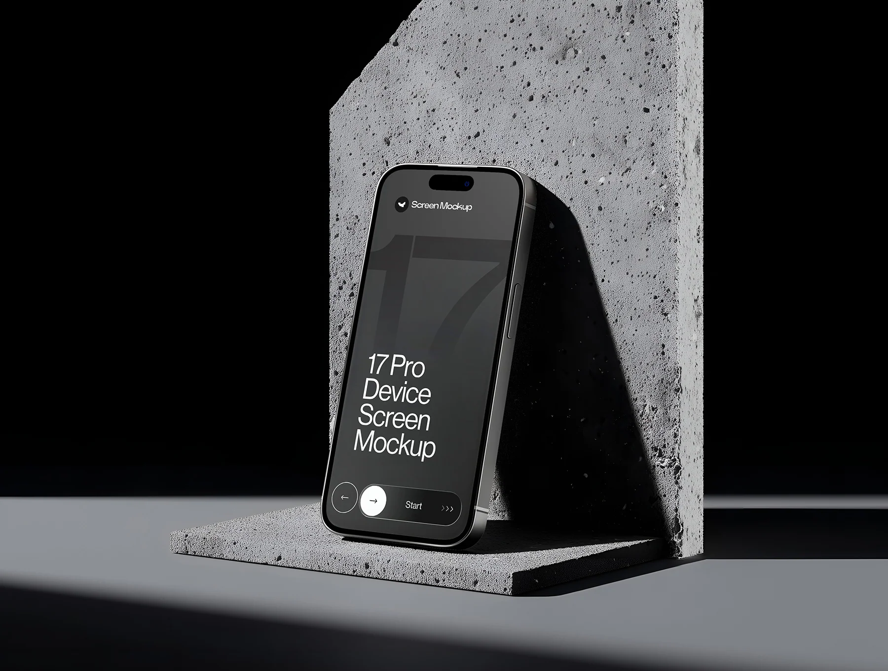 iPhone 17 Pro Device Screen Mockup on Concrete Blocks Set - 09 Mockup Scene 5