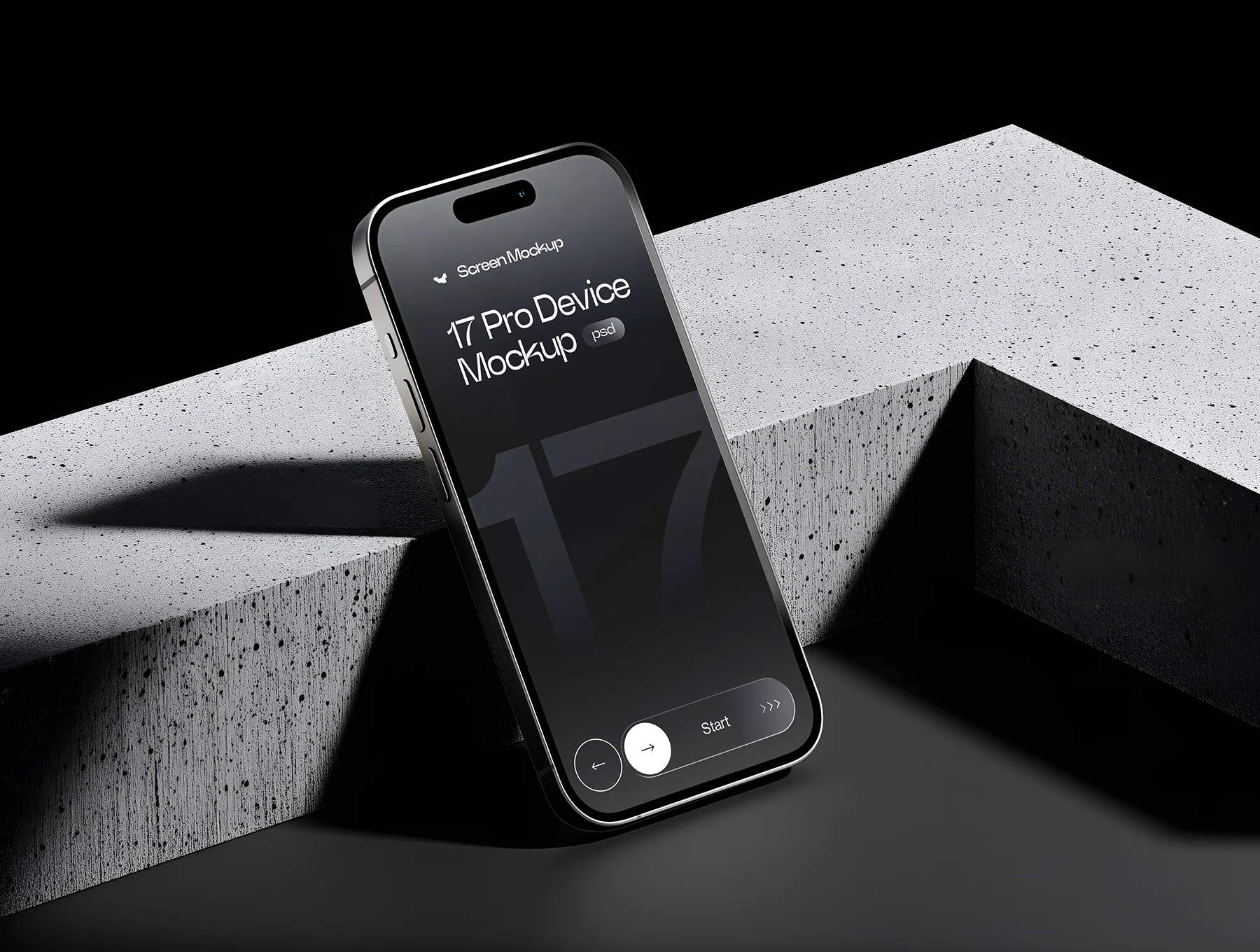 iPhone 17 Pro Device Screen Mockup on Concrete Blocks Set - 09 Mockup Scene 7