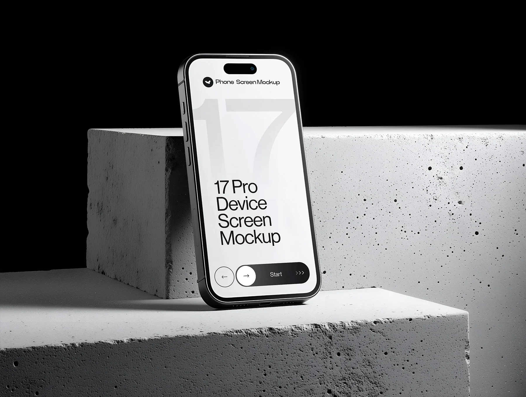 iPhone 17 Pro Device Screen Mockup on Concrete Blocks Set - 09 Mockup Scene 8
