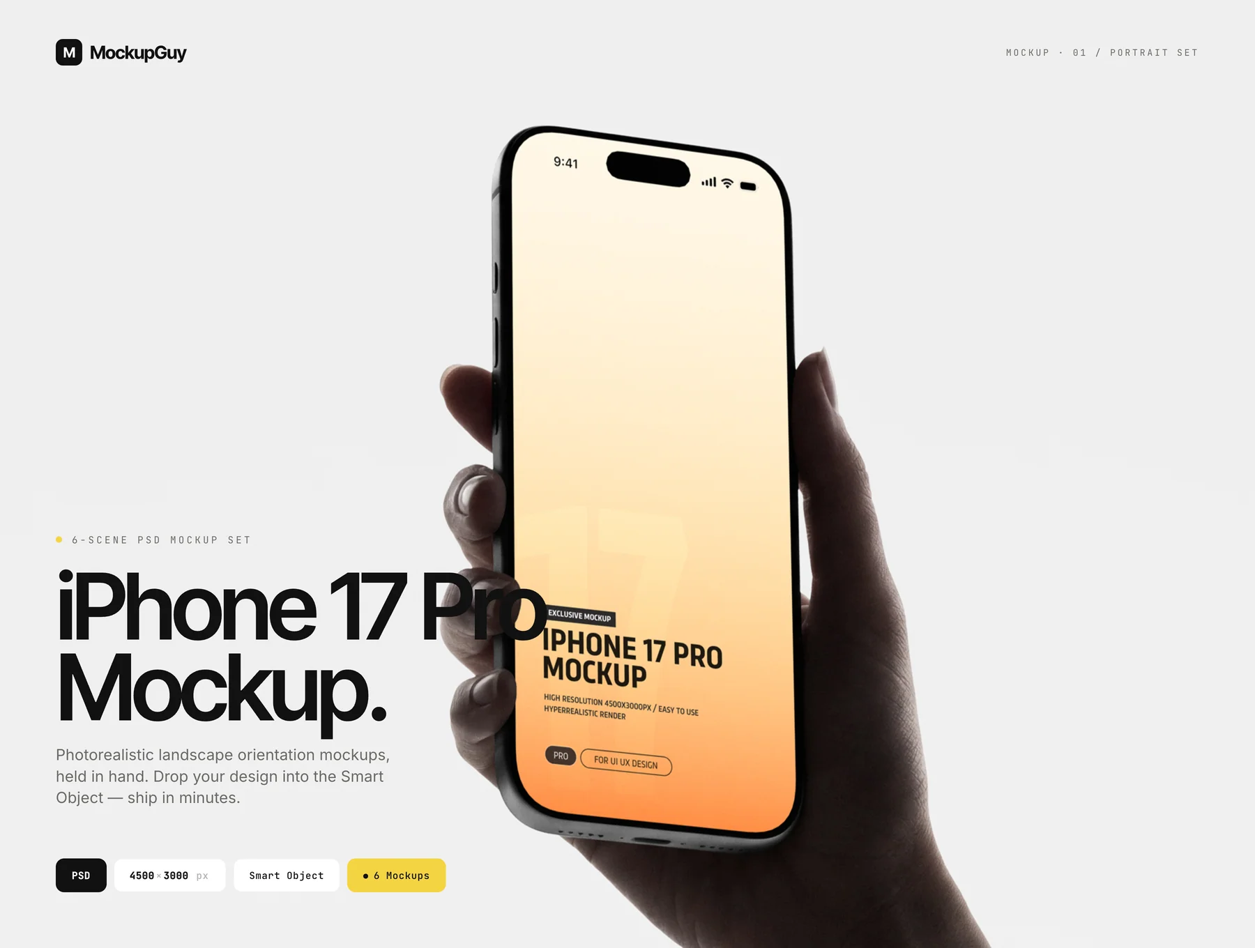 iPhone 17 Pro in Hand Mockup Set | Realistic 4K PSD