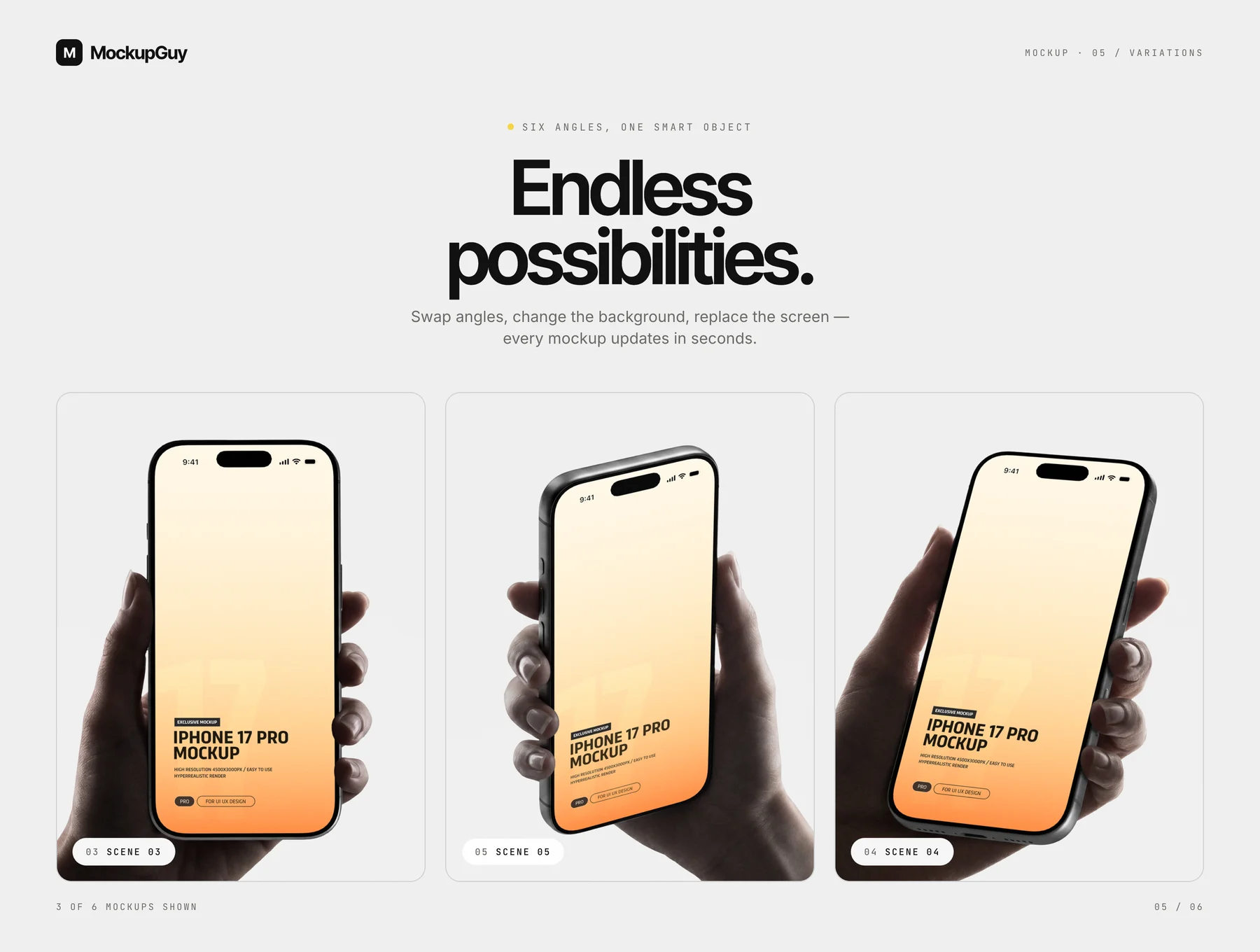 iPhone 17 Pro in Hand Mockup Set | Realistic 4K PSD 5