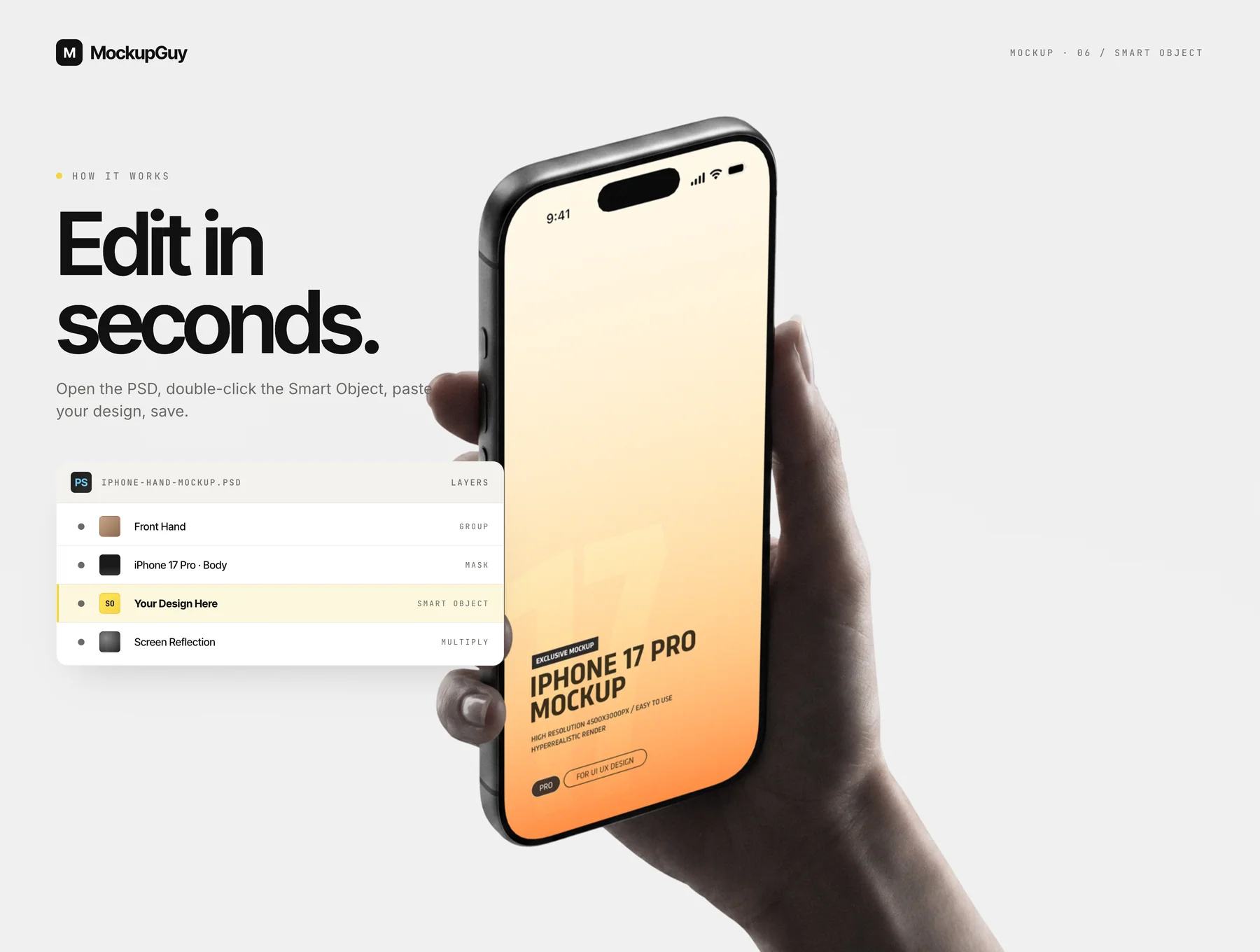 iPhone 17 Pro in Hand Mockup Set | Realistic 4K PSD 6