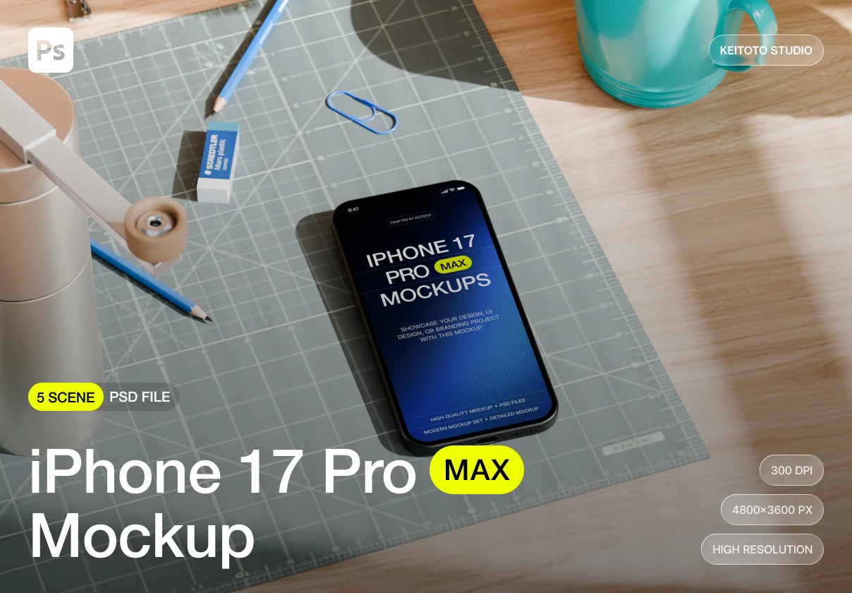 IPhone 17 Pro Max Creative Workspace Mockup