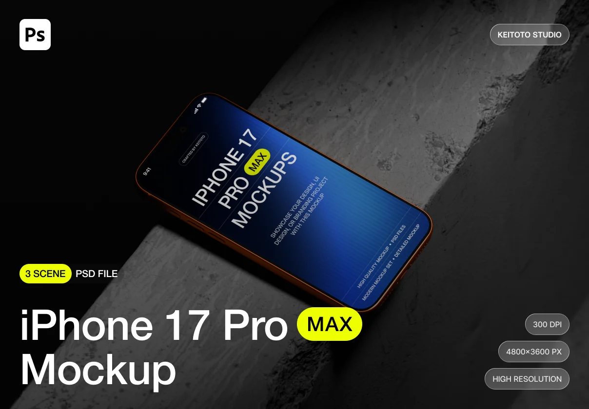 iPhone 17 Pro Max Dark Cinematic Mockups
