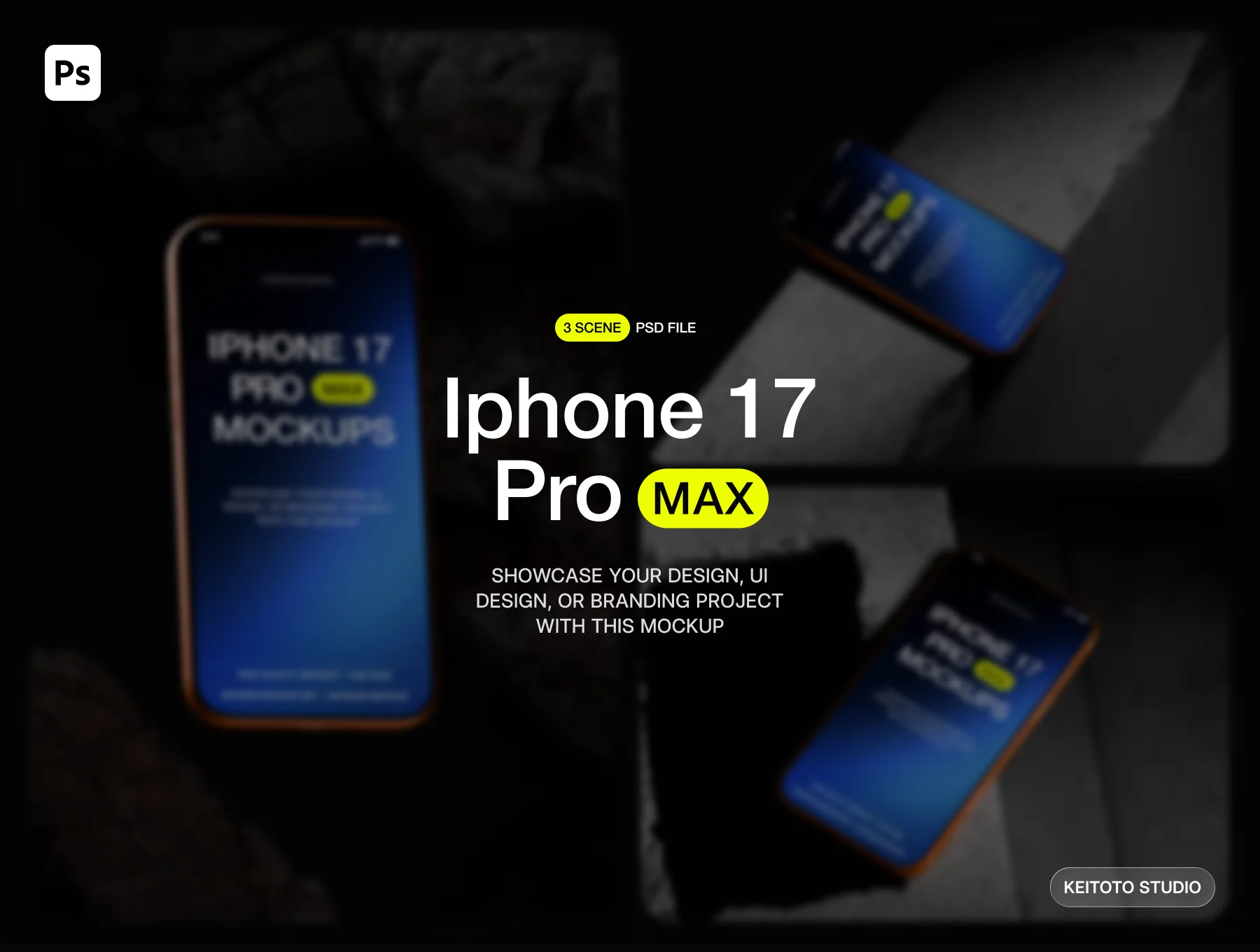 iPhone 17 Pro Max Dark Cinematic Mockups
