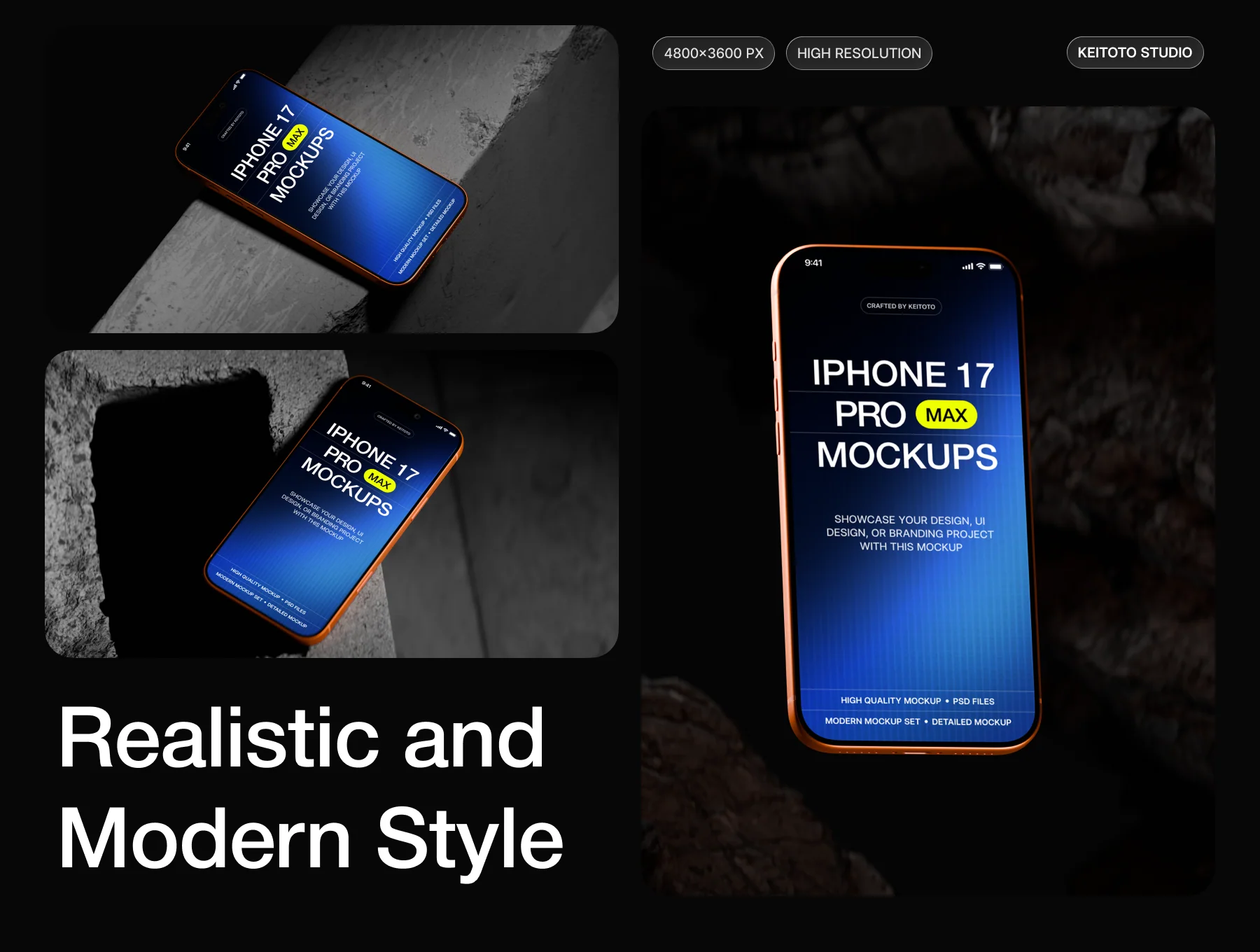 iPhone 17 Pro Max Dark Cinematic Mockups 2