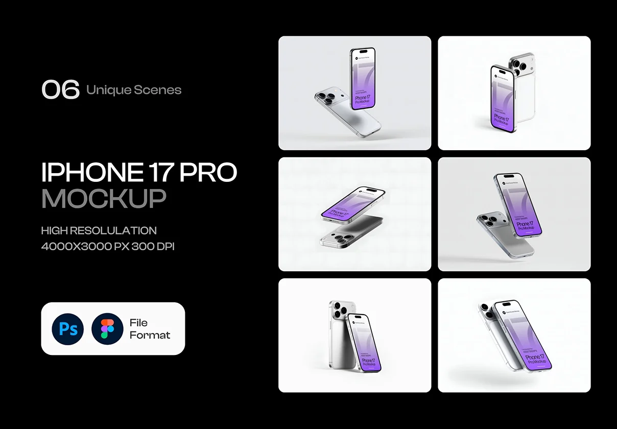 Iphone 17 Pro Max Front and Back Mockup Set- 06 Scene