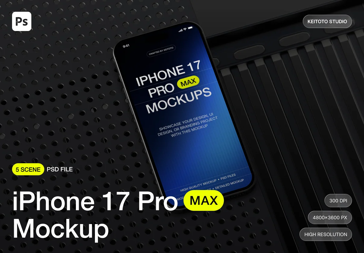 iPhone 17 Pro Max Industrial Grid Mockup Set