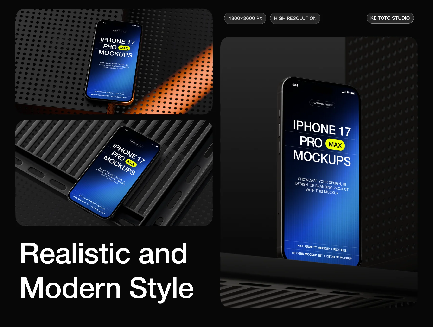 iPhone 17 Pro Max Industrial Grid Mockup Set 2