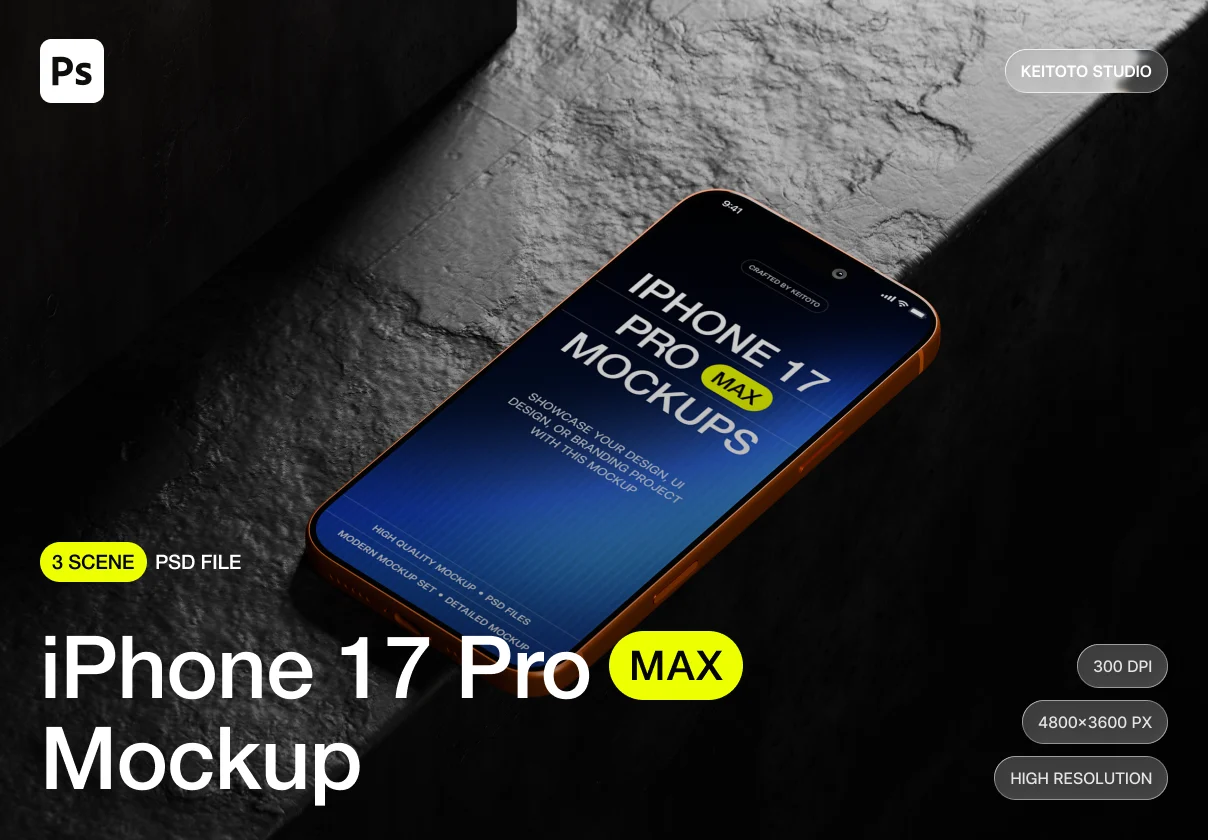 iPhone 17 Pro Max Mockup Cinematic 3D Scenes
