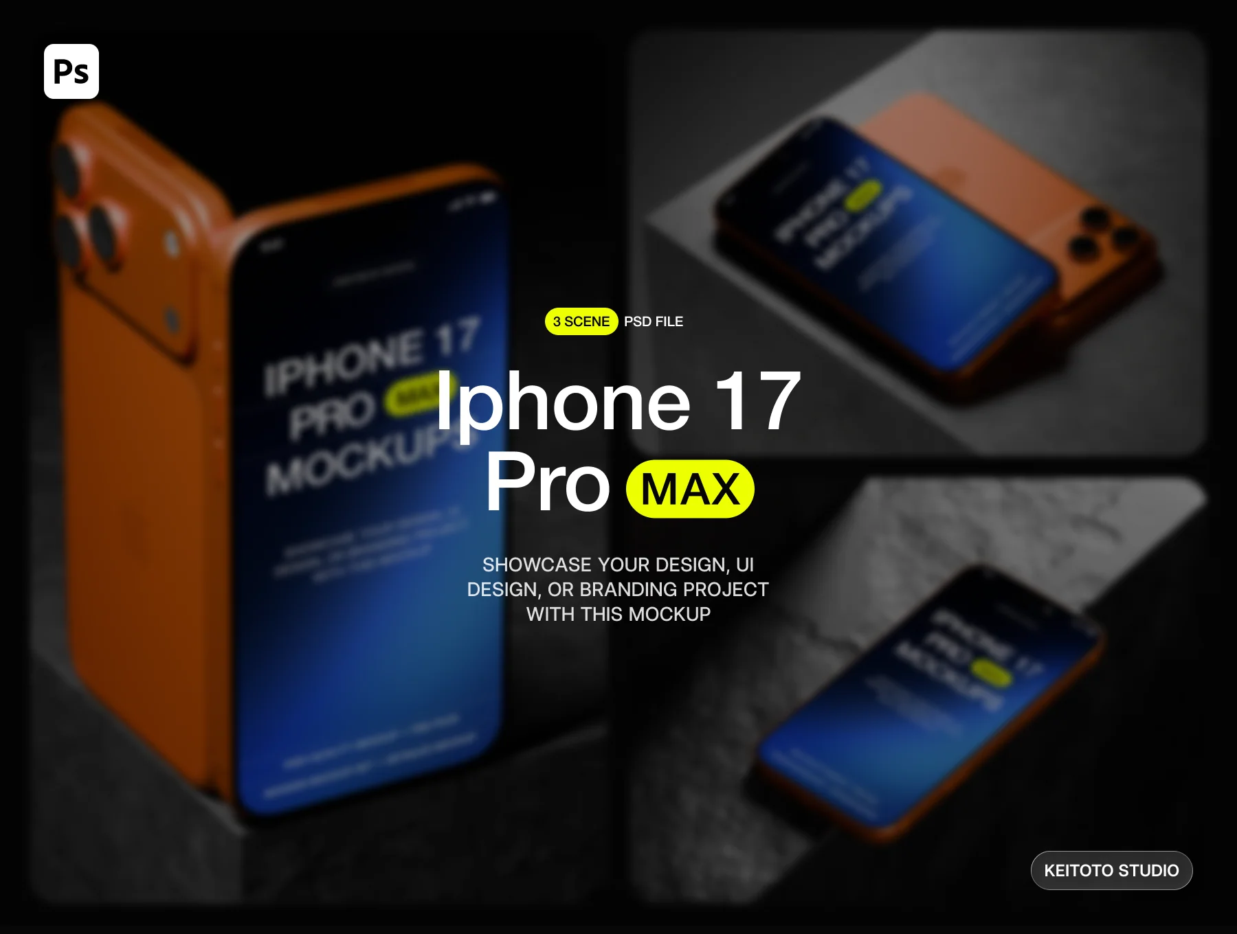 iPhone 17 Pro Max Mockup Cinematic 3D Scenes