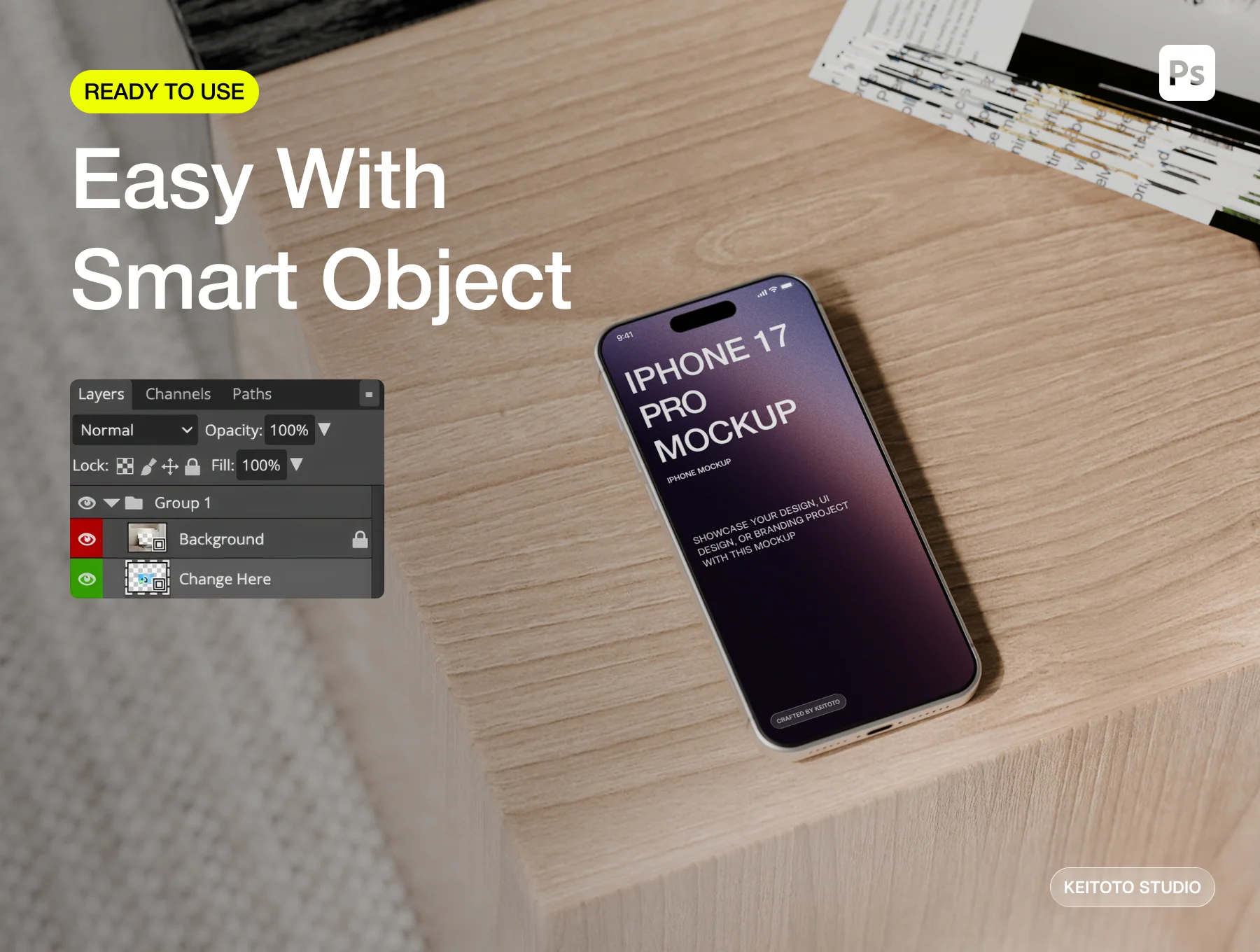 iPhone 17 Pro Max Mockup Timeless Interior Setup with Soft Shadows 3