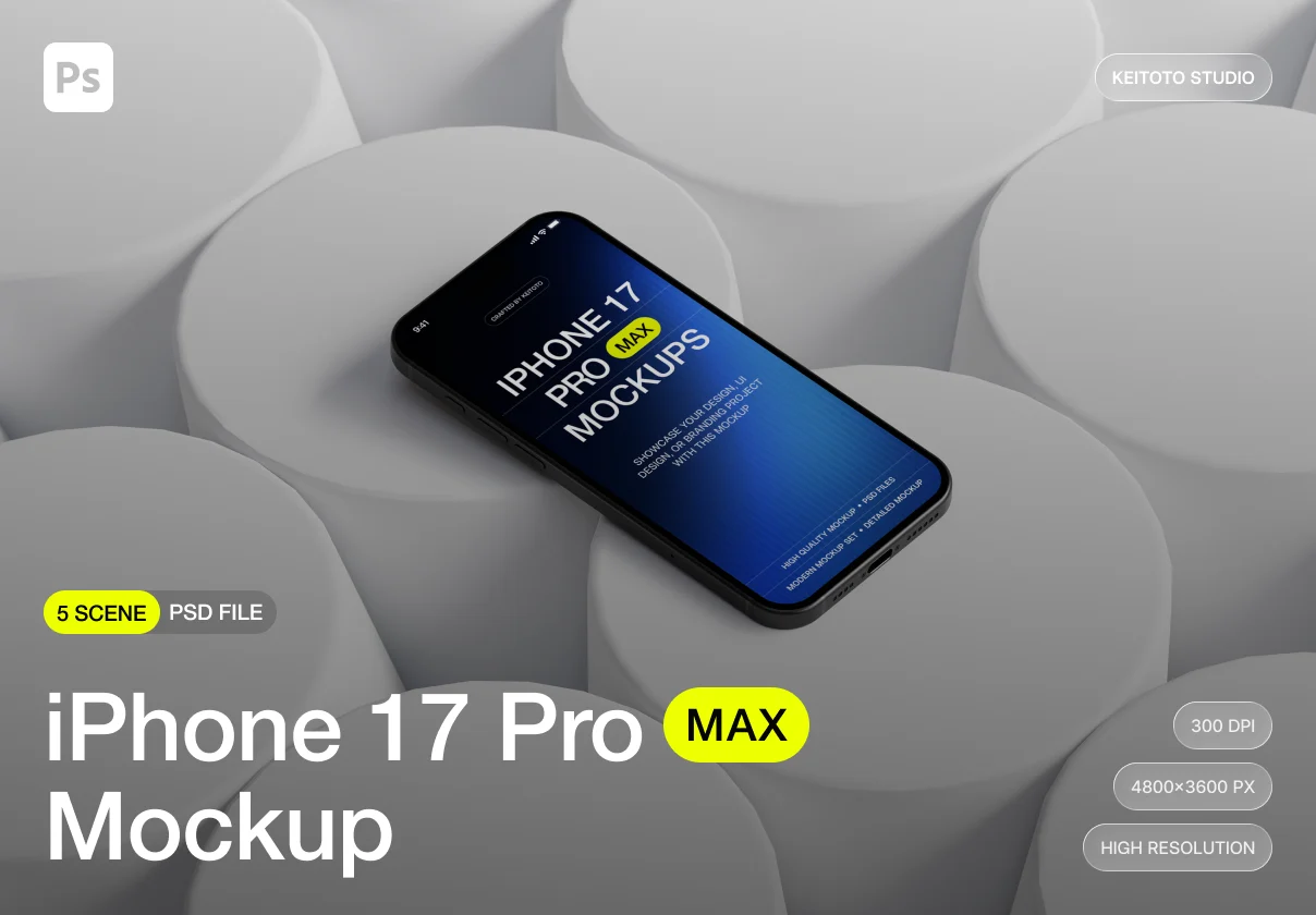 IPhone 17 Pro Max Monochrome Studio Mockup