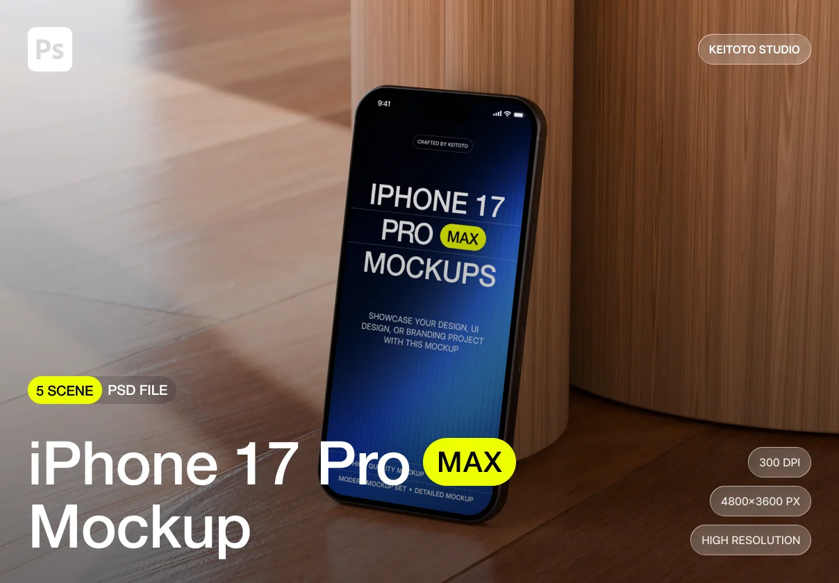 iPhone 17 Pro Max Natural Interior Edition Mockup Set