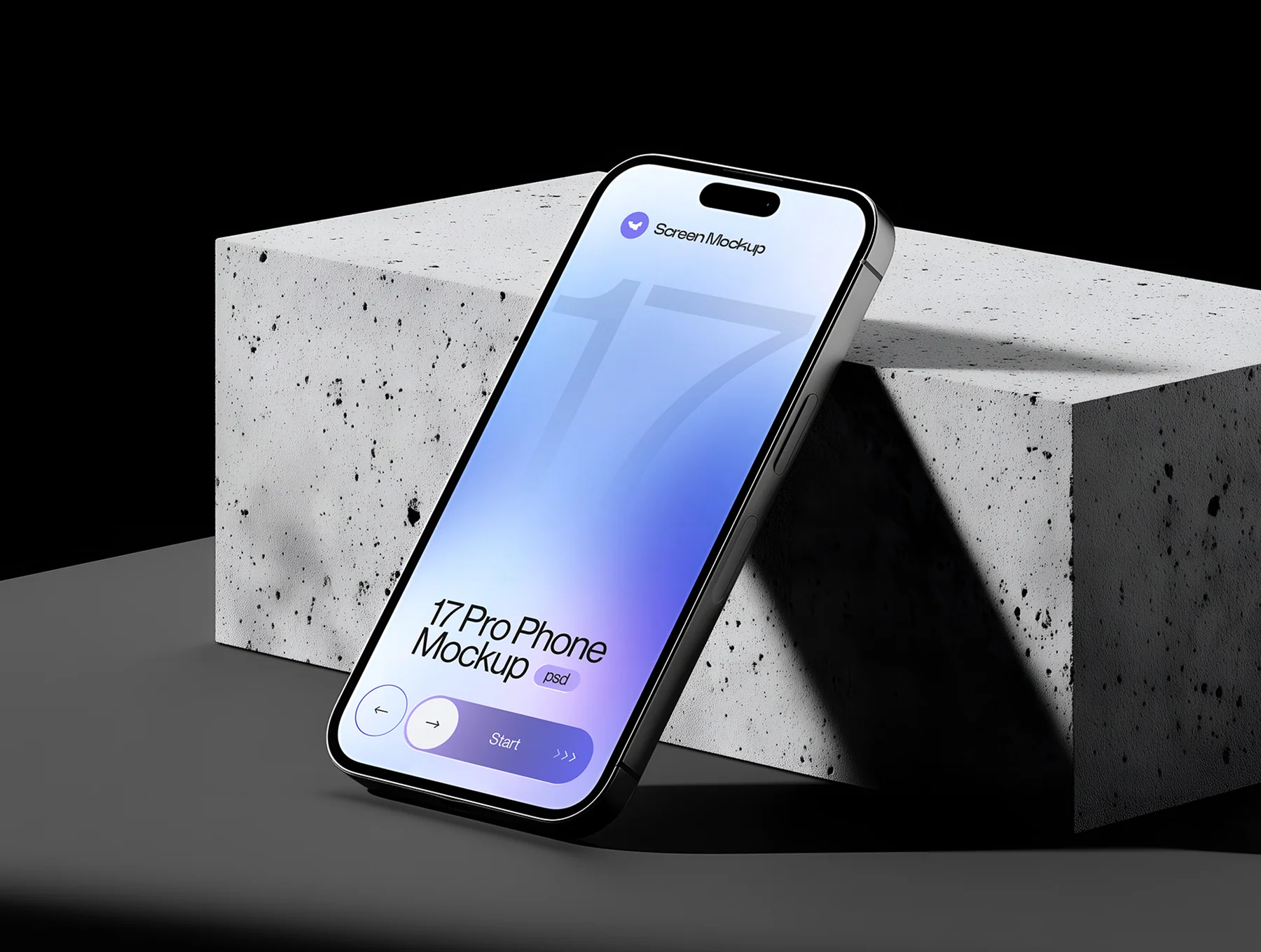 iPhone 17 Pro Mockup On Concrete Blocks - 06 Scene 3