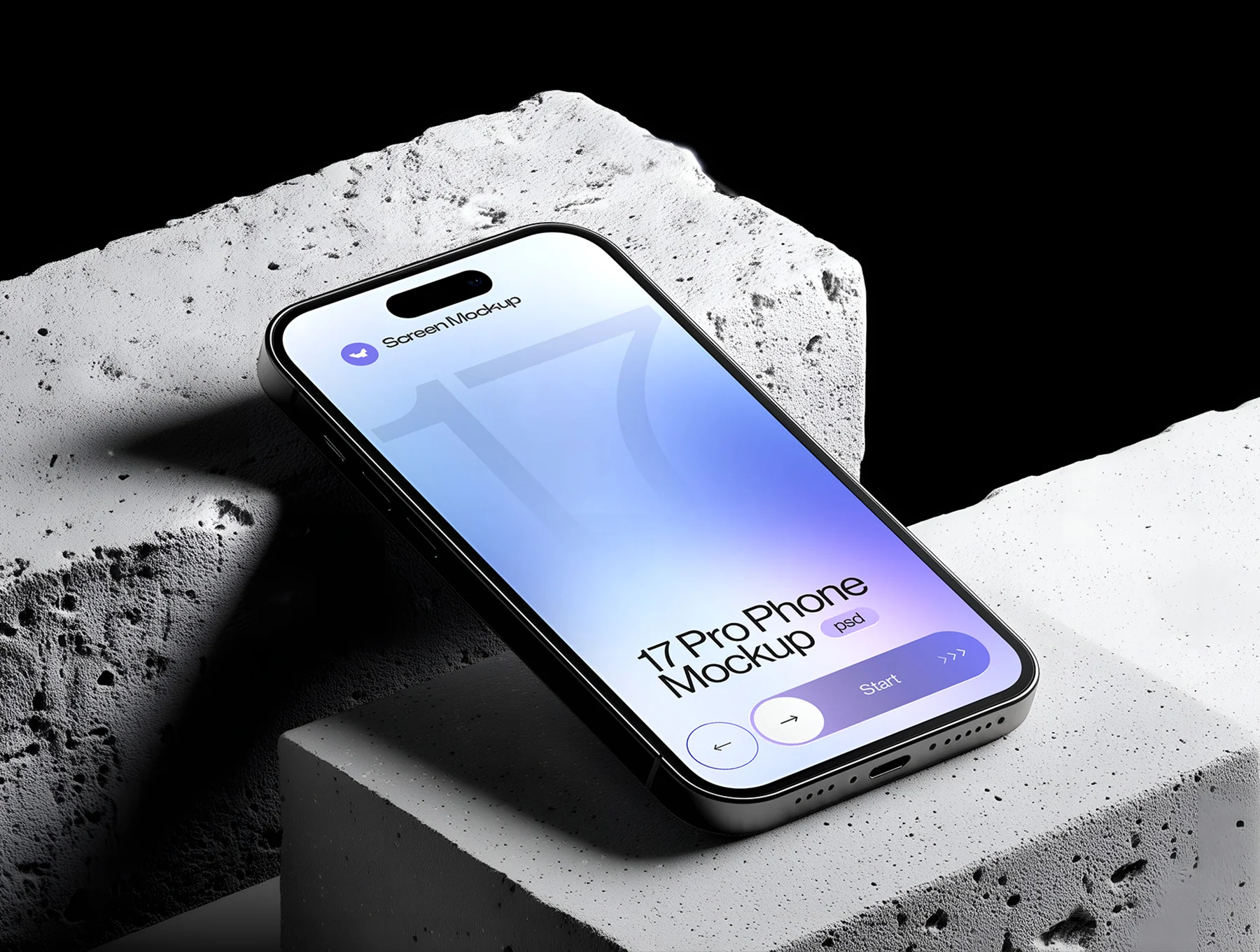 iPhone 17 Pro Mockup On Concrete Blocks - 06 Scene 4