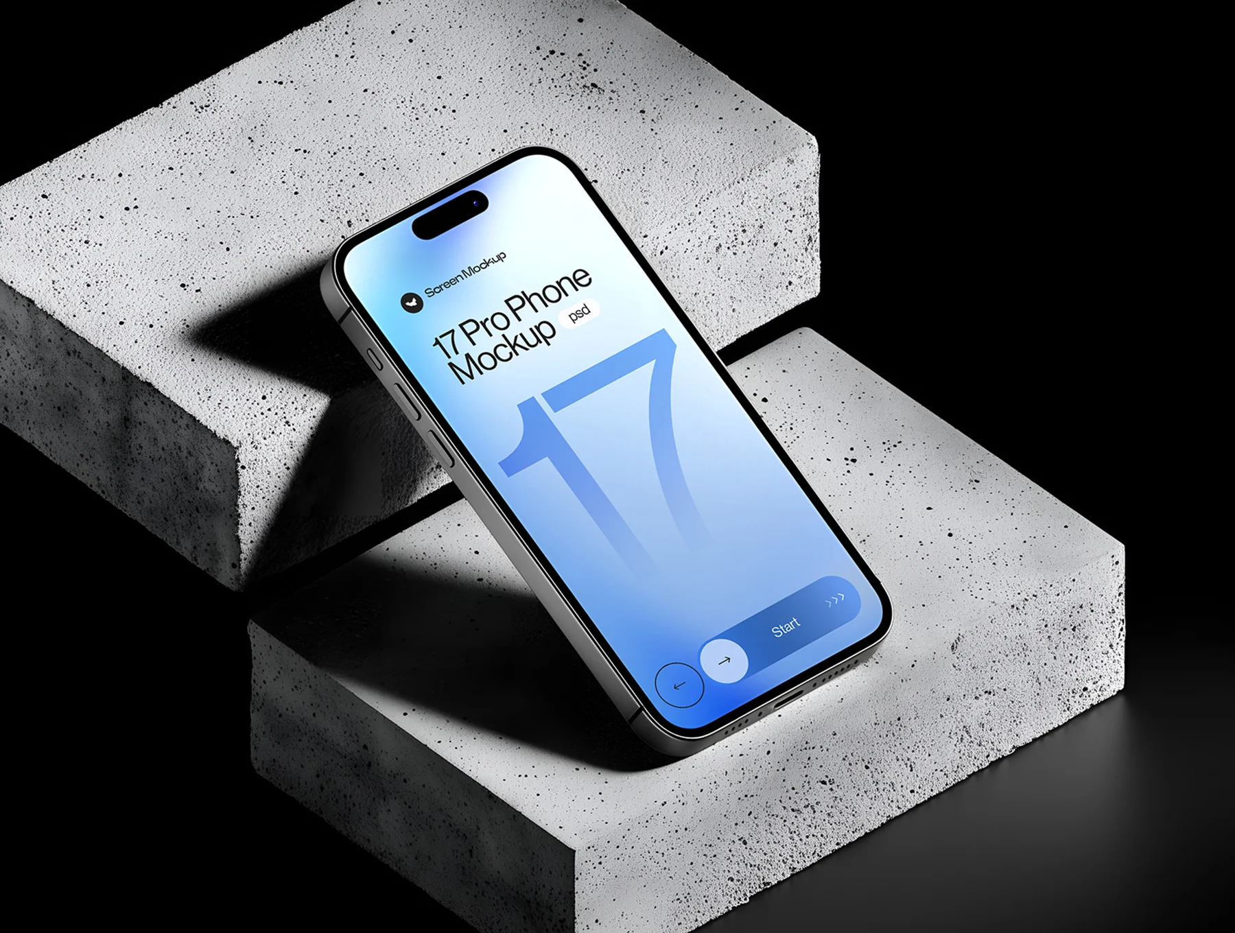iPhone 17 Pro Mockup On Concrete Blocks - 06 Scene 5