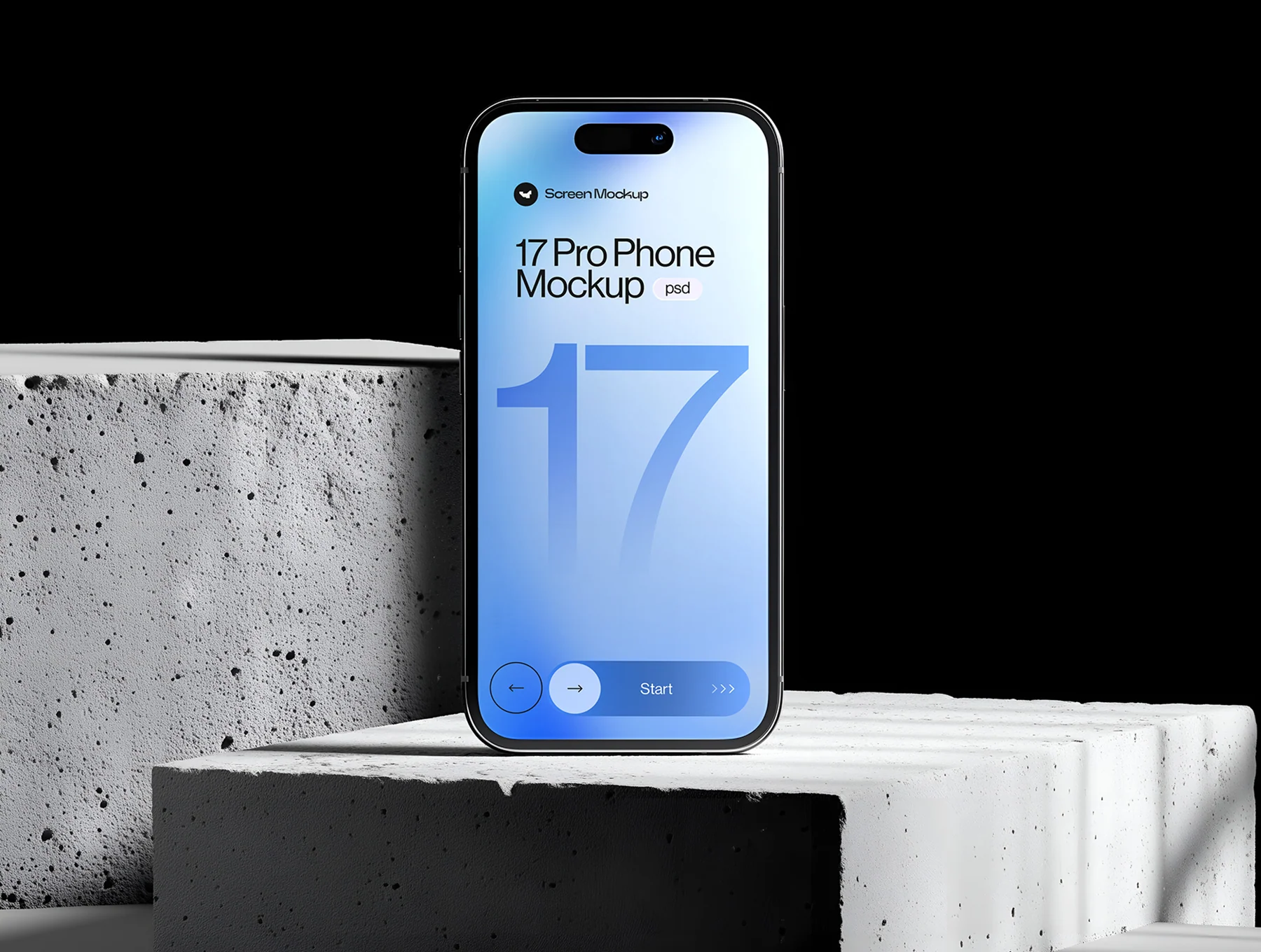 iPhone 17 Pro Mockup On Concrete Blocks - 06 Scene 6