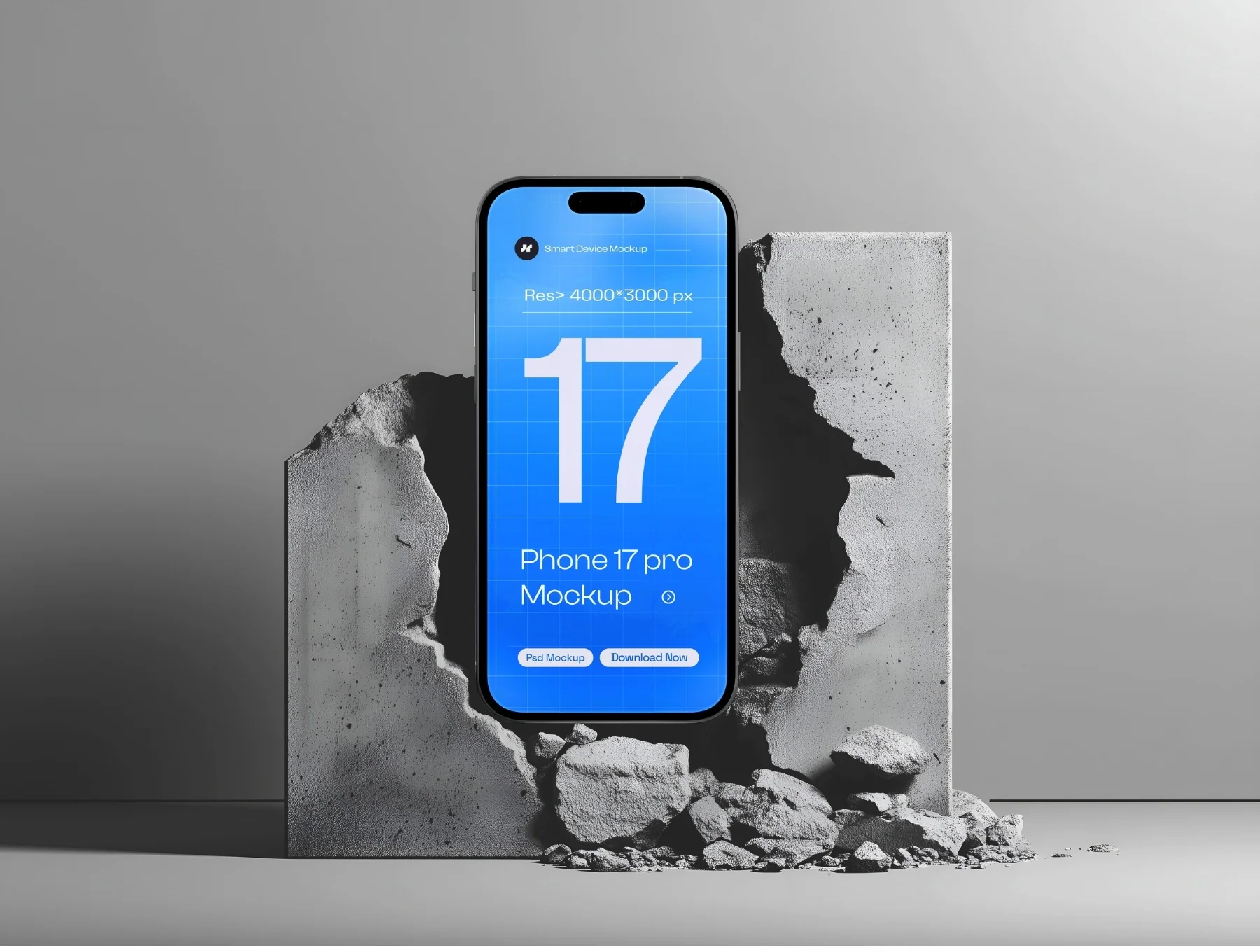 iPhone 17 Pro Mockup Set on White Concrete - 06 Scene 2