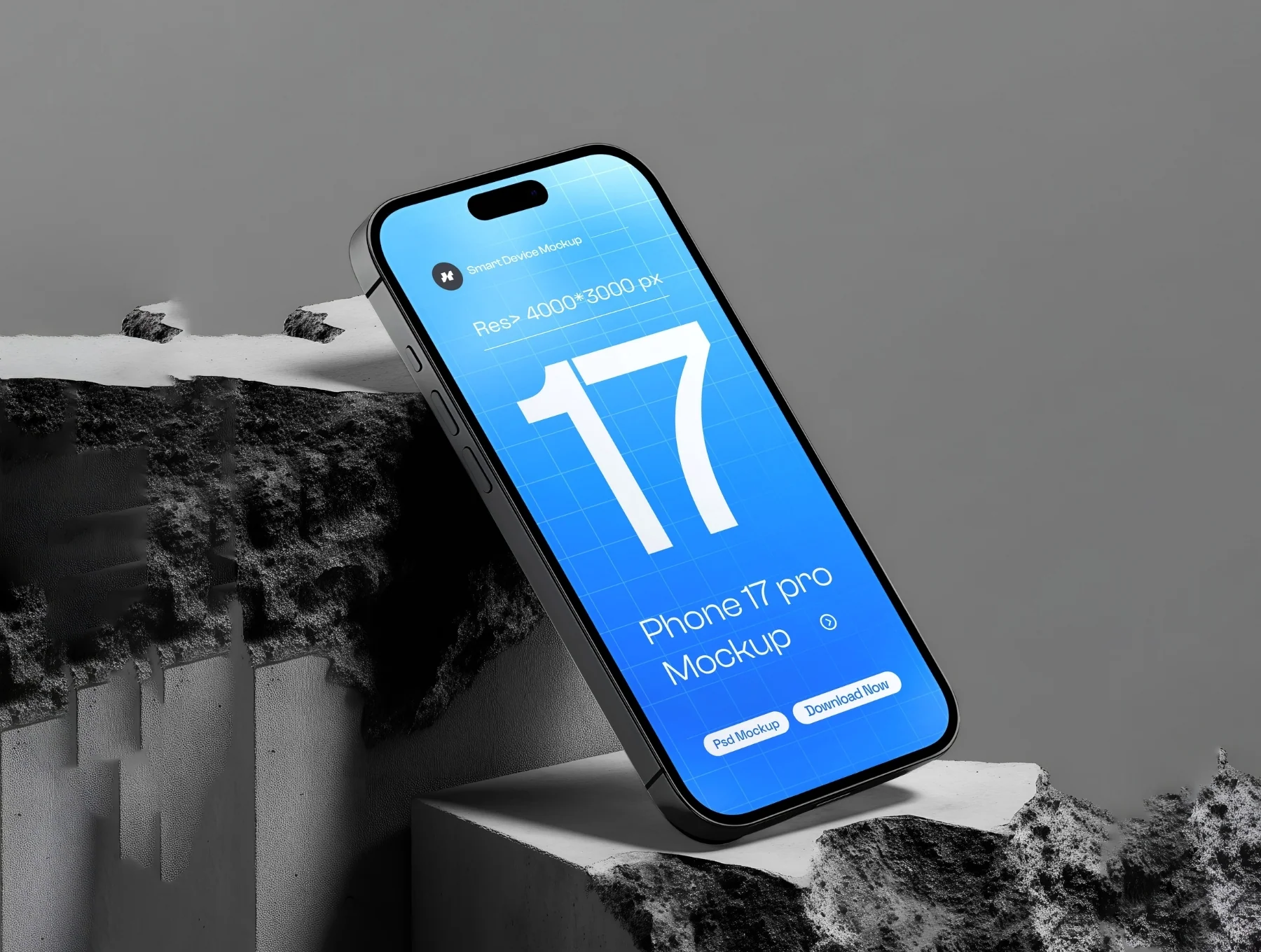 iPhone 17 Pro Mockup Set on White Concrete - 06 Scene 3