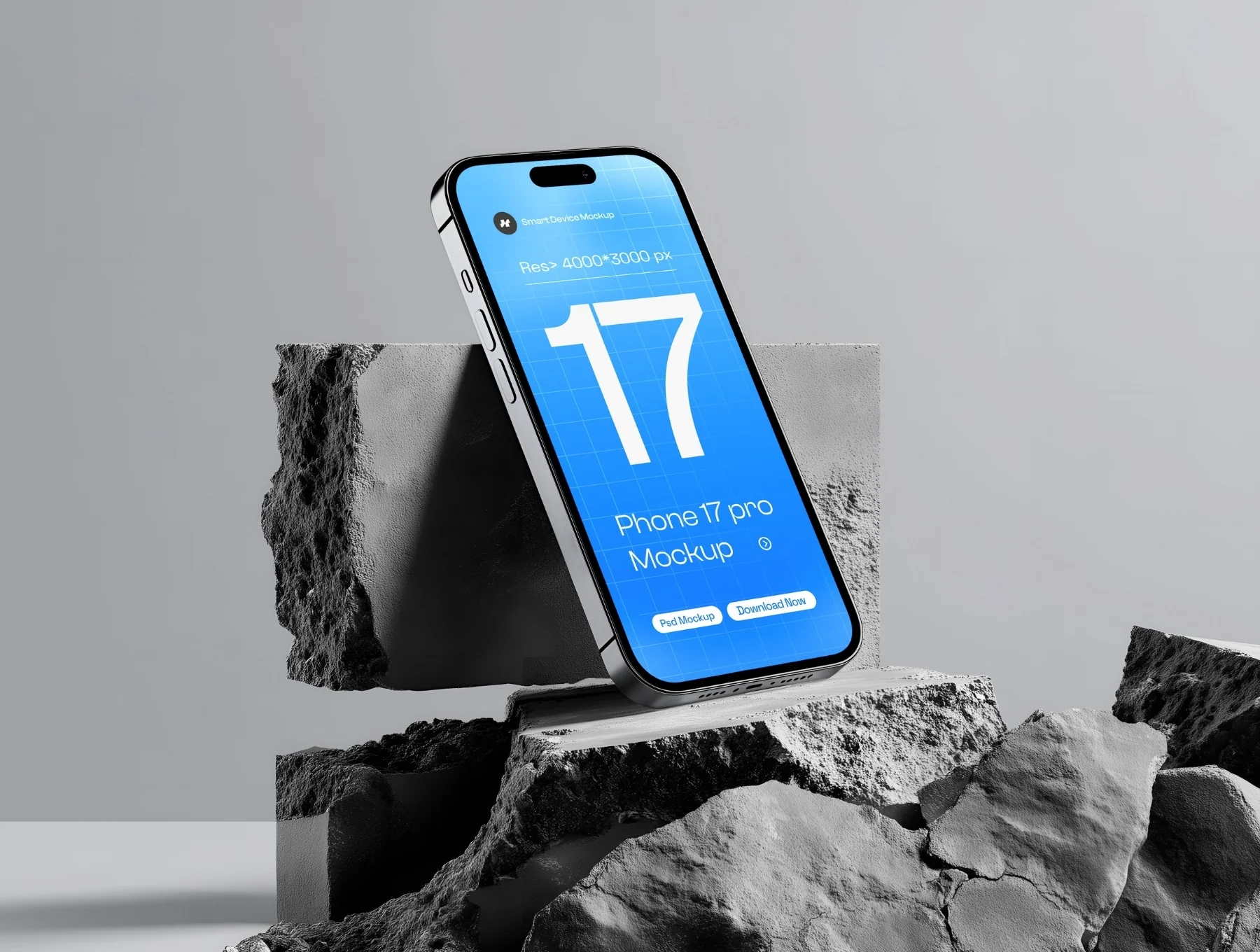 iPhone 17 Pro Mockup Set on White Concrete - 06 Scene 4
