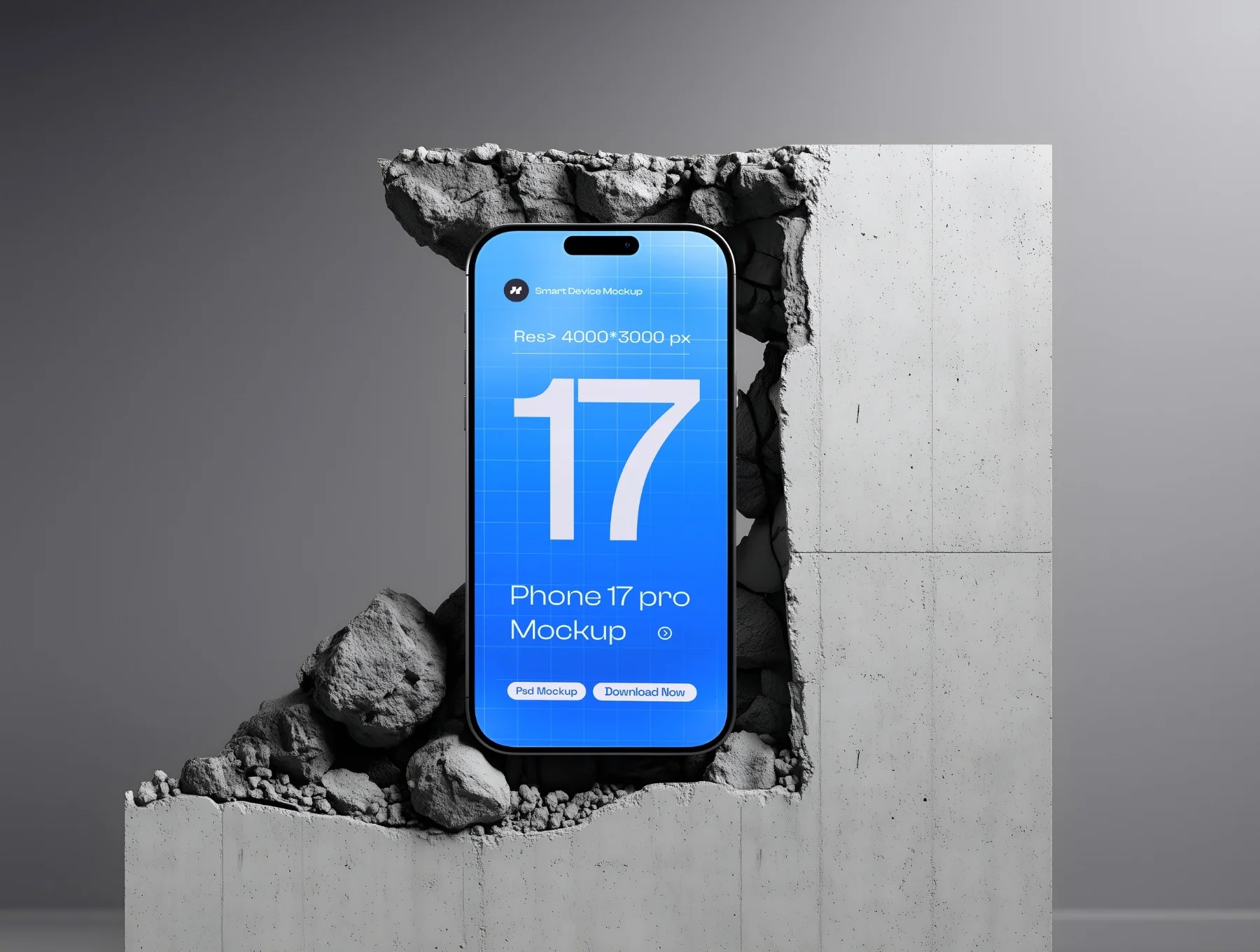 iPhone 17 Pro Mockup Set on White Concrete - 06 Scene 5